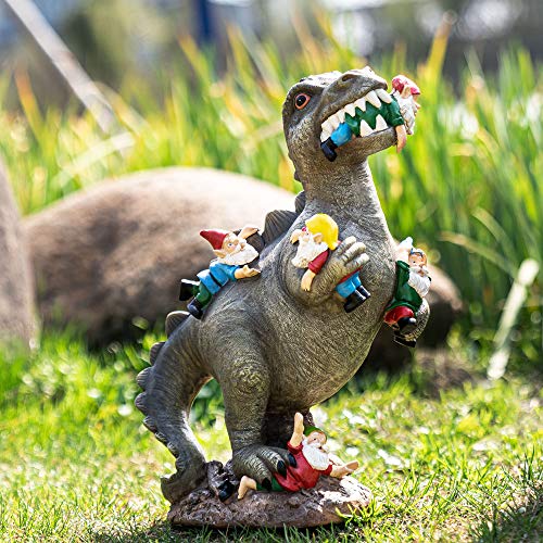 SOWSUN Garden Dinosaur Gnomes Statues Yard Decorations Outdoor Garden Decor