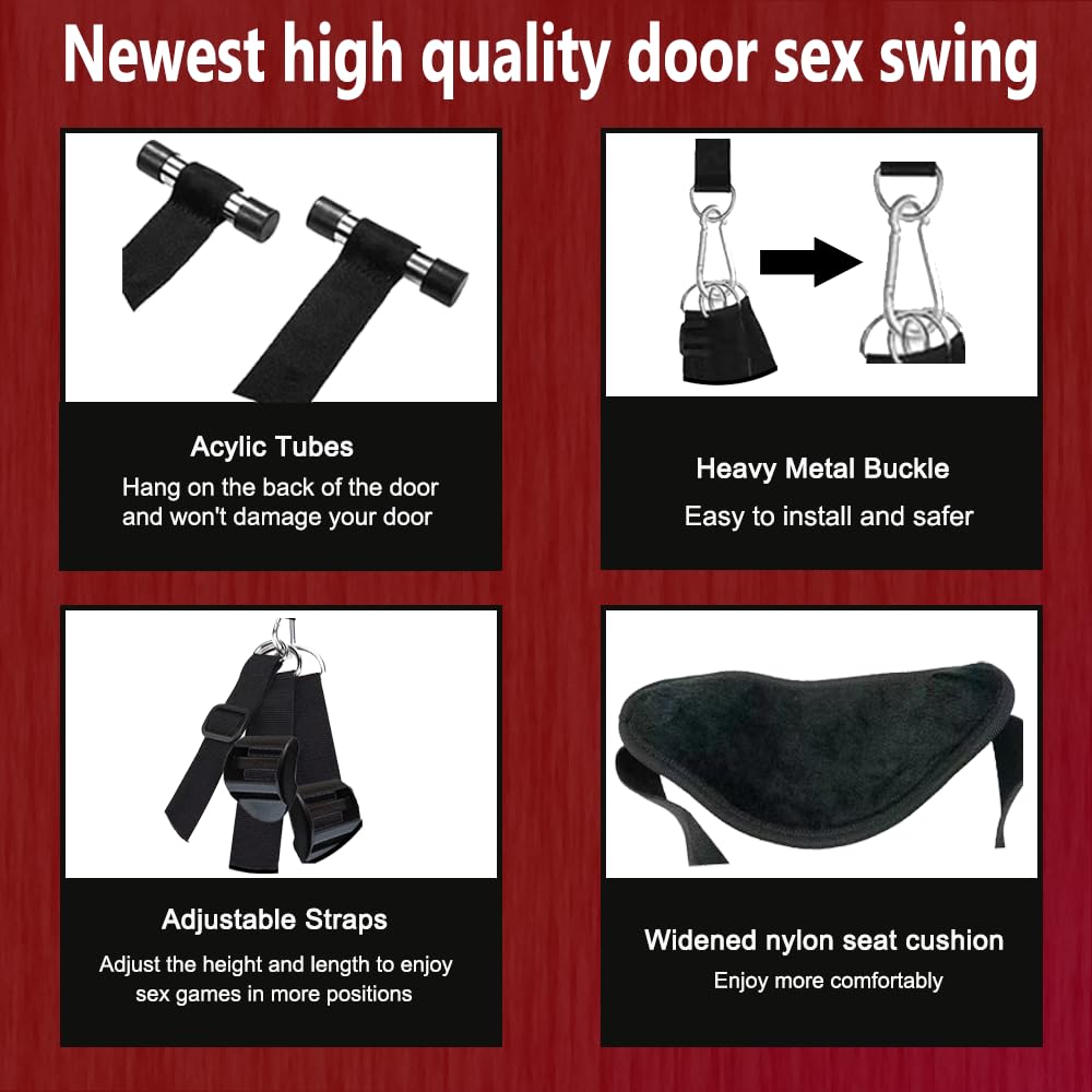 Echoria BDSM Toys Sex Door Swing Soft Nylon Sex Slings Adjustable Straps Hanging Door Handcuffs Sex Toys Hold up to 300lbs Every Door Sex Bondage and Have a Bear Doll.