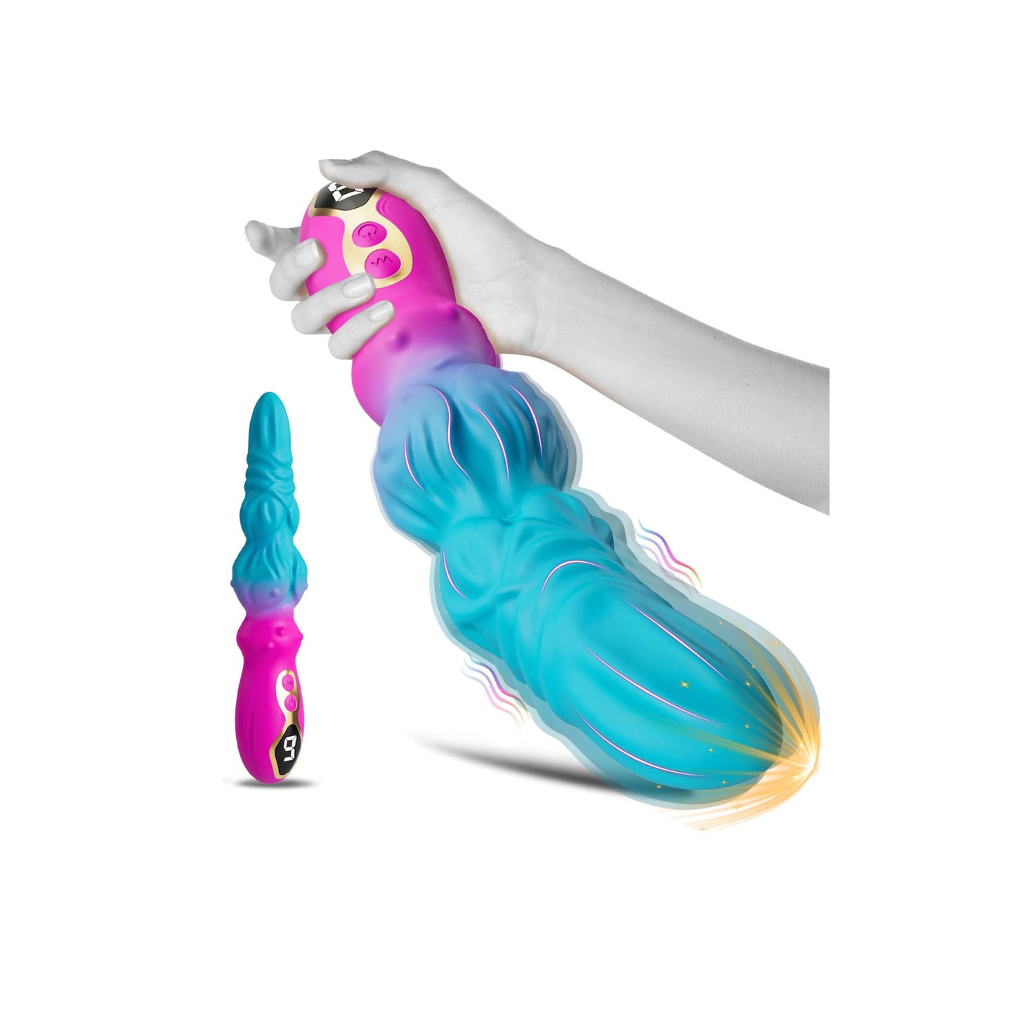 Monster Dildo Vibrating Knot Dildo - LED Display Fantasy Dildos Silicone G Spot Vibrator with 9 Powerful Vibrations, Clitoris Stimulator for Solo Couples Pleasure, Adult Toys for Anal Vagina
