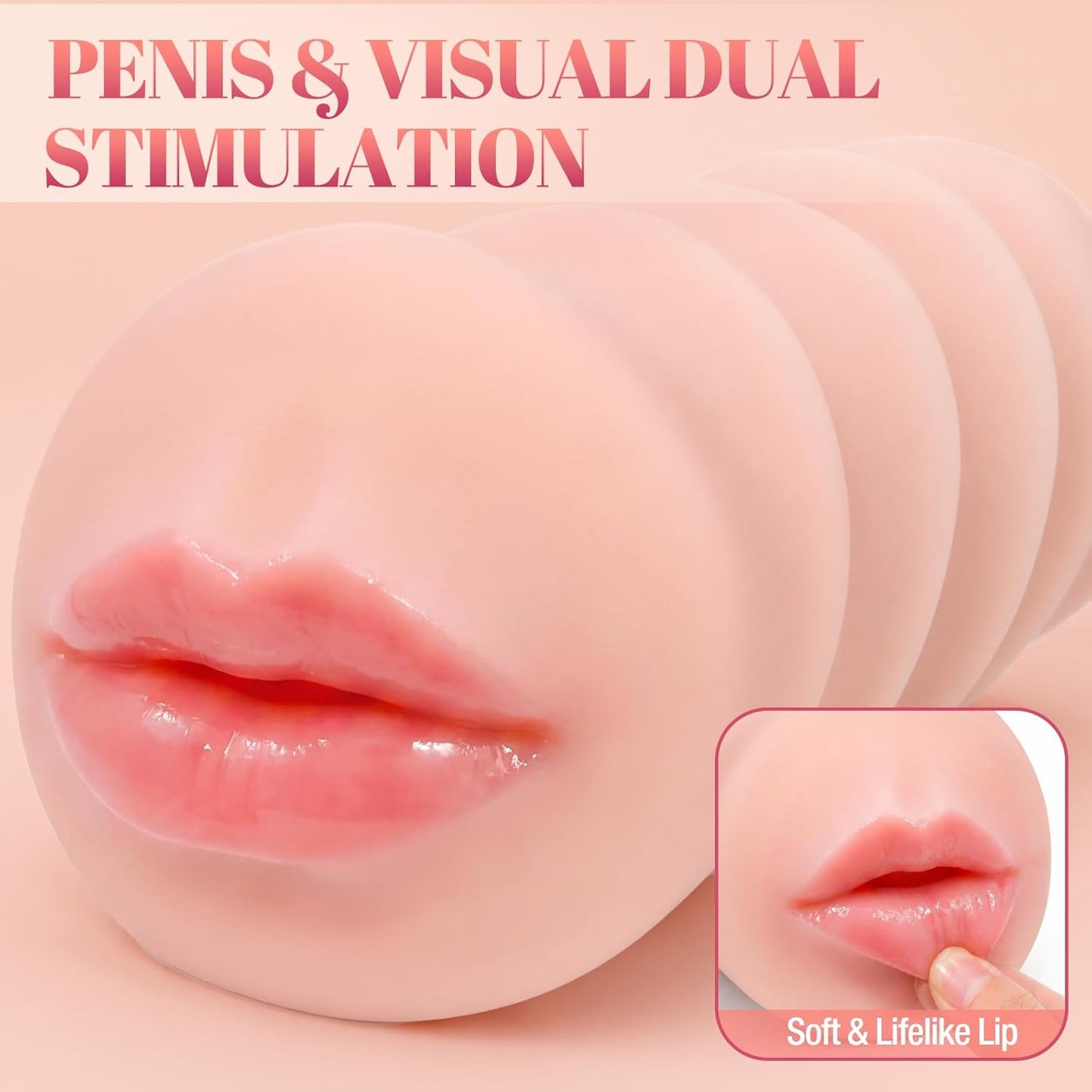 Mini Male Masturbators Oral Sex Toys for Men, 3D Textured Realistic Blowjob Mouth Pocket Stroker Masturbator, Close-Ended Penis Training Pocket Oral Adult Toy for Man Beginners Masturbation