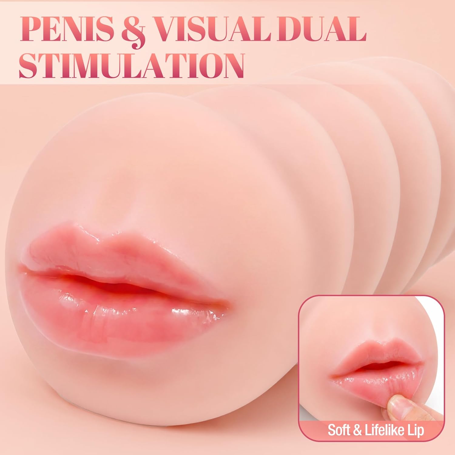 Mini Male Masturbators Oral Sex Toys for Men, 3D Textured Realistic Blowjob Mouth Pocket Stroker Masturbator, Close-Ended Penis Training Pocket Oral Adult Toy for Man Beginners Masturbation