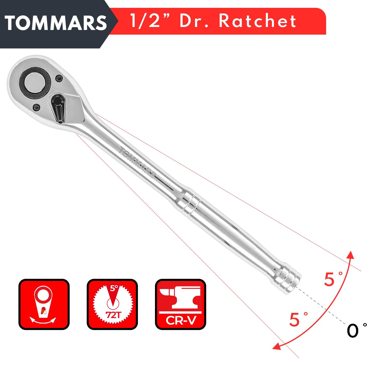 TOMMARS Ratchet Wrench Set Stubby Ratchet