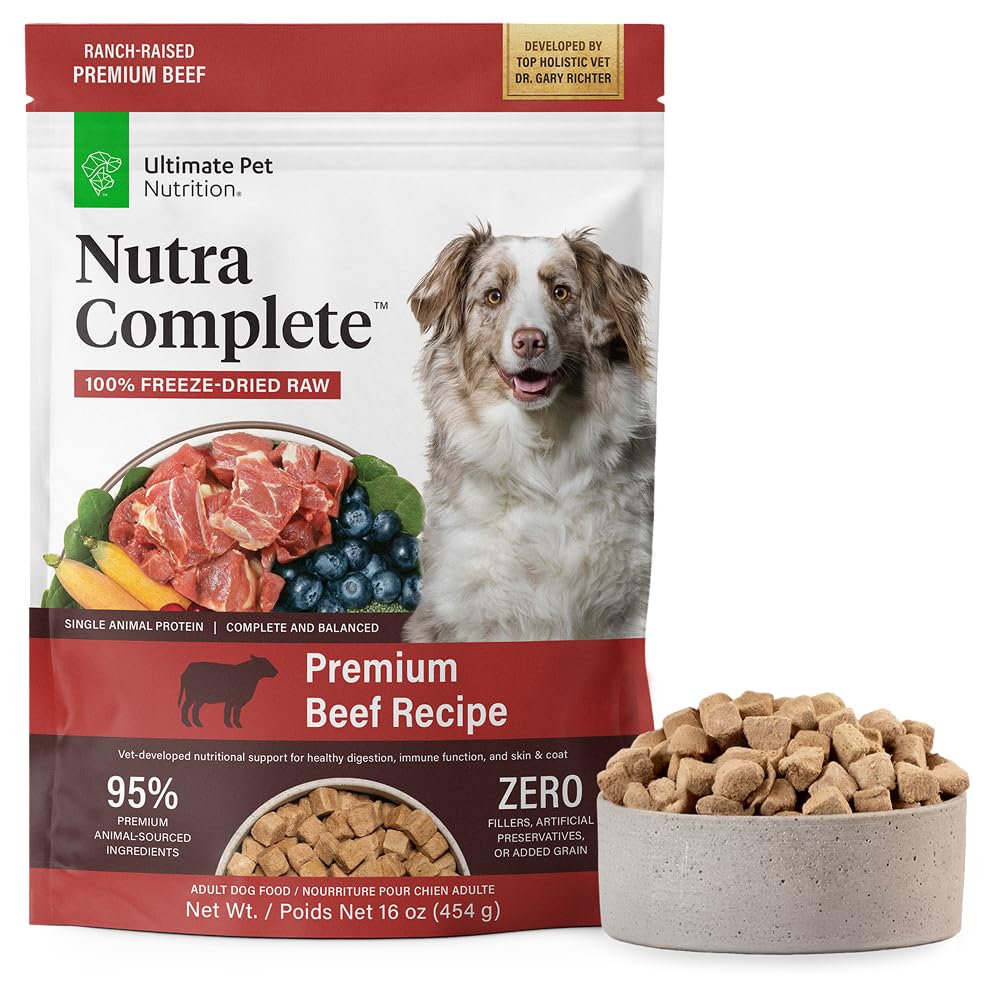 ULTIMATE PET NUTRITION Nutra Complete, 100% Freeze Dried Veterinarian Formulated Raw Dog Food with Antioxidants Prebiotics and Amino Acids,