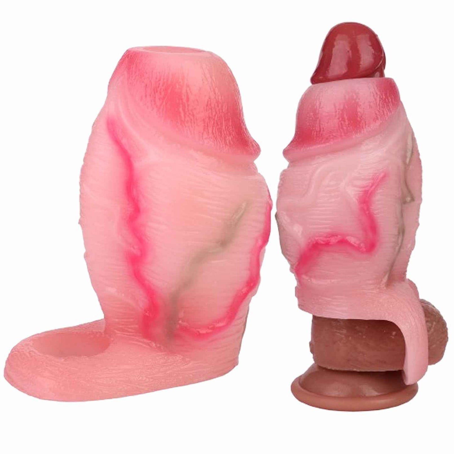 SOODAY Wide Large Penis Sleeve Silicone Penis Enlarger Sleeve with Cock Ring, Reusable Penis Extension Sleeve Male Penis Sheath Adult Sex Toy for Men