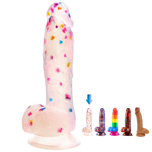 7.6 Inch Colorful Realistic Dildos, Human Safety Material,Medical Silicone, with Powerful Suction Cups, Suitable for Women/Men/Gay, Adult Toys for Women or Beginer