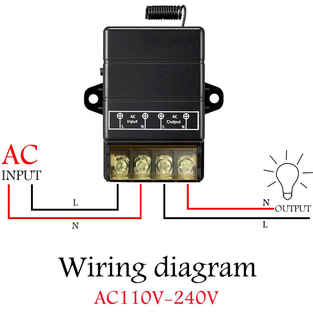 YETOR Wireless Lights Switch kit,AC120V/110V/ /40A Relay Long Range Remote Control Switch for Water Pump, Lights,Household Appliances, Garage Door, Dust Collector(Black)
