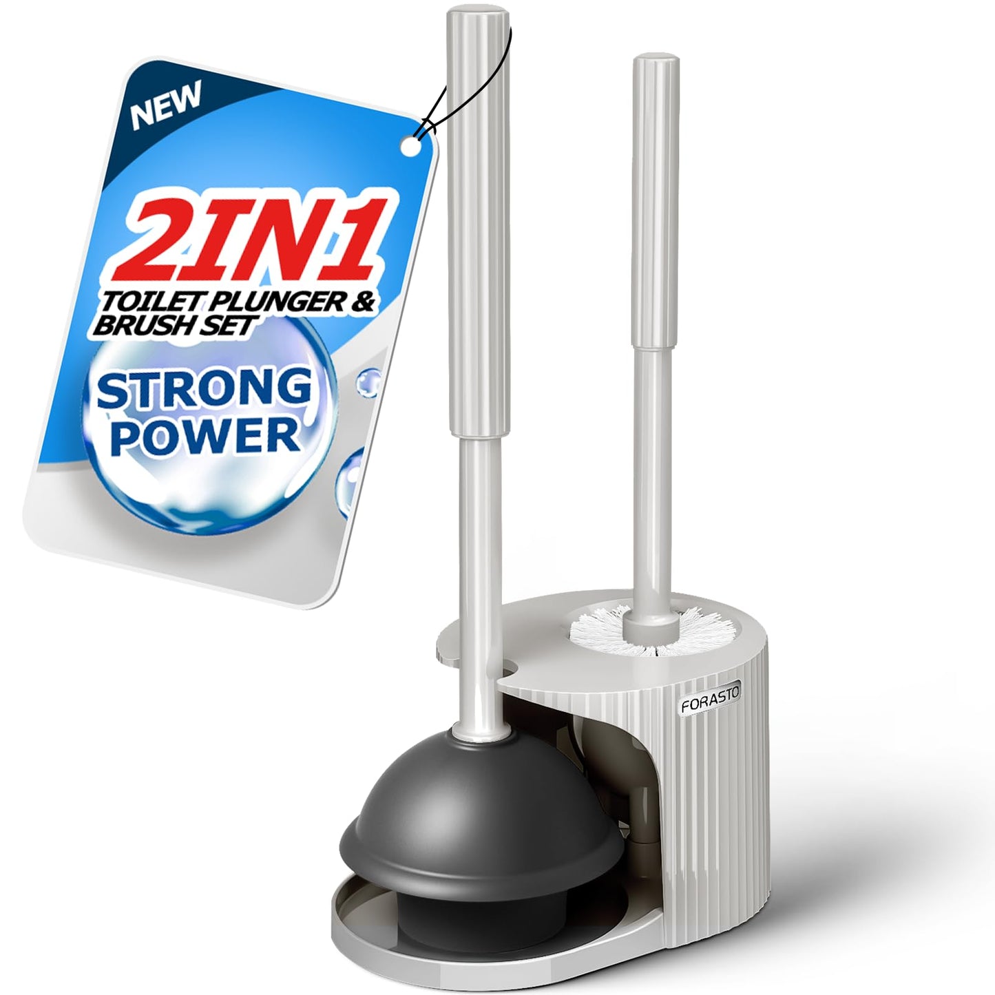 FORASTO Toilet Plunger and Brush Set，Toilet Bowl Brush Plunger Set