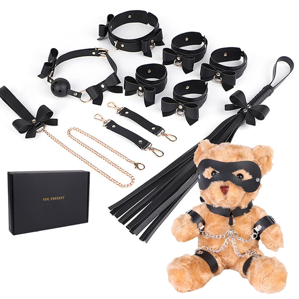 2026 BDSM Kits Sex Bear Sex Cuffs Sex Bondage for Sex 9Pcs BDSM Leather Bondage Sets Restraint Kits for Women and Couples-A4