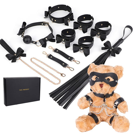 2026 BDSM Kits Sex Bear Sex Cuffs Sex Bondage for Sex 9Pcs BDSM Leather Bondage Sets Restraint Kits for Women and Couples-A4