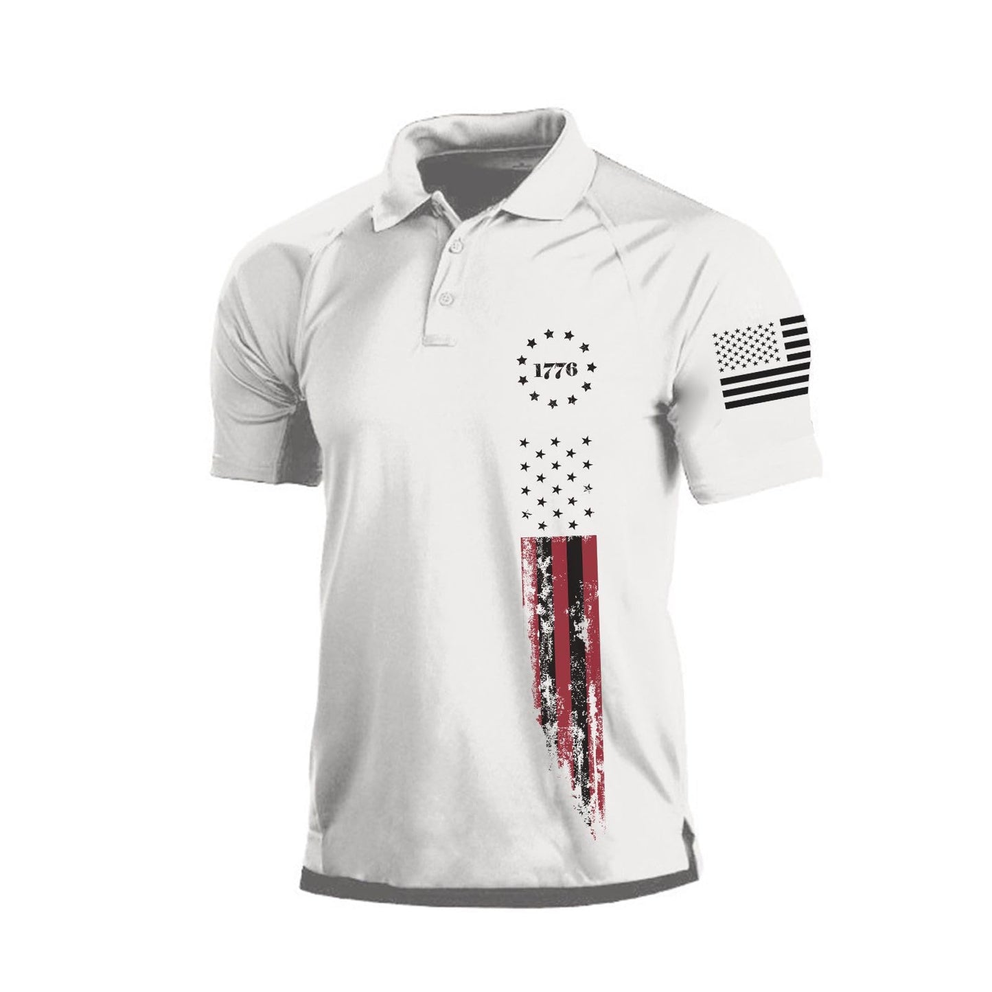 H HYFOL Short Sleeve Polo Shirts for Men Graphic Stretch Casual American Patriotic Raglan Golf Polos for Men