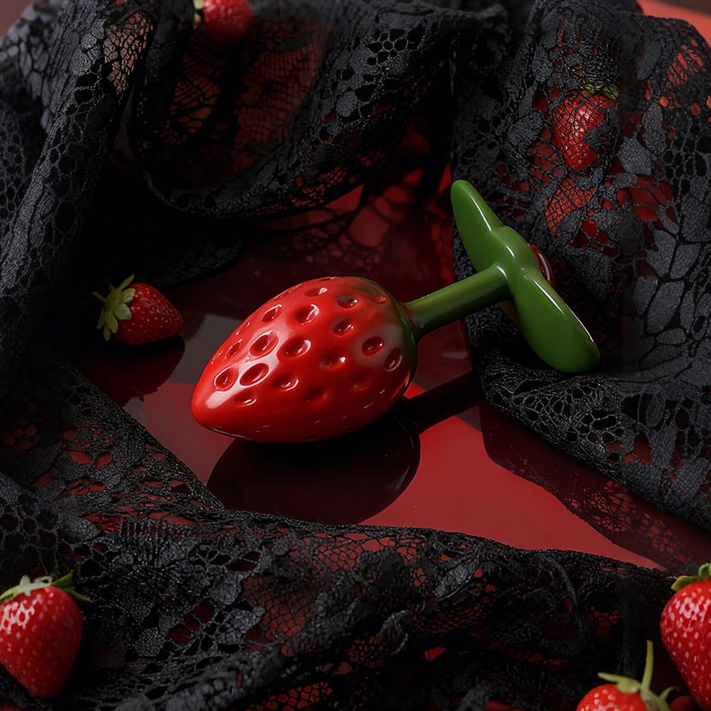 FST Small Butt Plug Cute Metal Strawberry Anal Plug Mini Jewel Personal Massager Adult Anal Sex Toys for Beginners