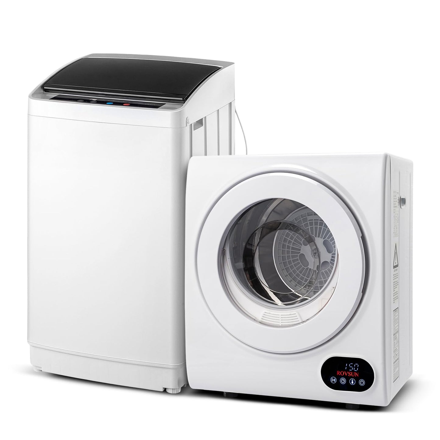 ROVSUN Full-Automatic Washing Machine and Portable Clothes Dryer Set, Compact Laundry Washer and Dryer Combo Set