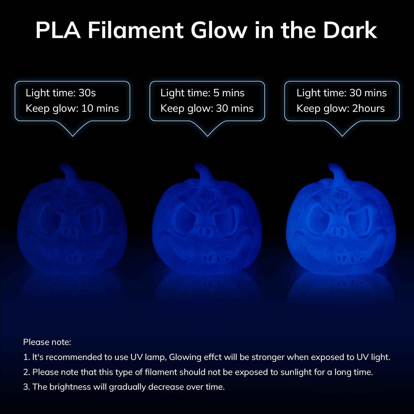 AMOLEN Glow in The Dark PLA Filament, 1.75mm PLA 3D Printer Filament