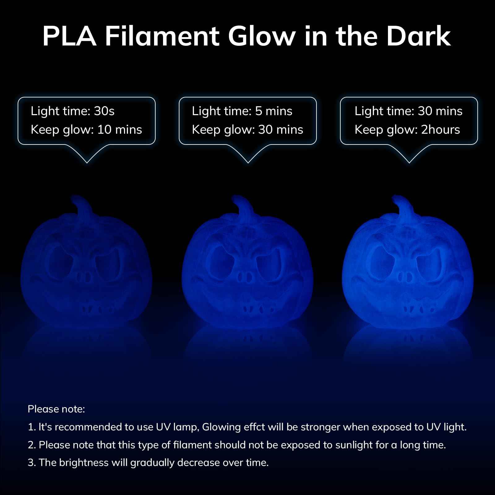 AMOLEN Glow in The Dark PLA Filament, 1.75mm PLA 3D Printer Filament