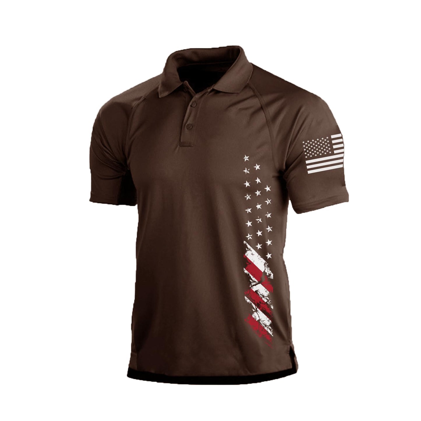 H HYFOL Short Sleeve Polo Shirts for Men Graphic Stretch Casual American Patriotic Raglan Golf Polos for Men