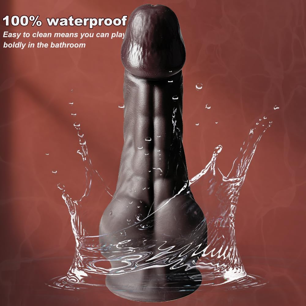 Realistic Brown Fantasy Male Abs Dildo Sex Toy, Silicone Huge Thick Dildos with Suction Cup, Curved Giant Anal Butt Plug Sex Toys for Women Men Couples Vagina Prostate Stimulation (L)