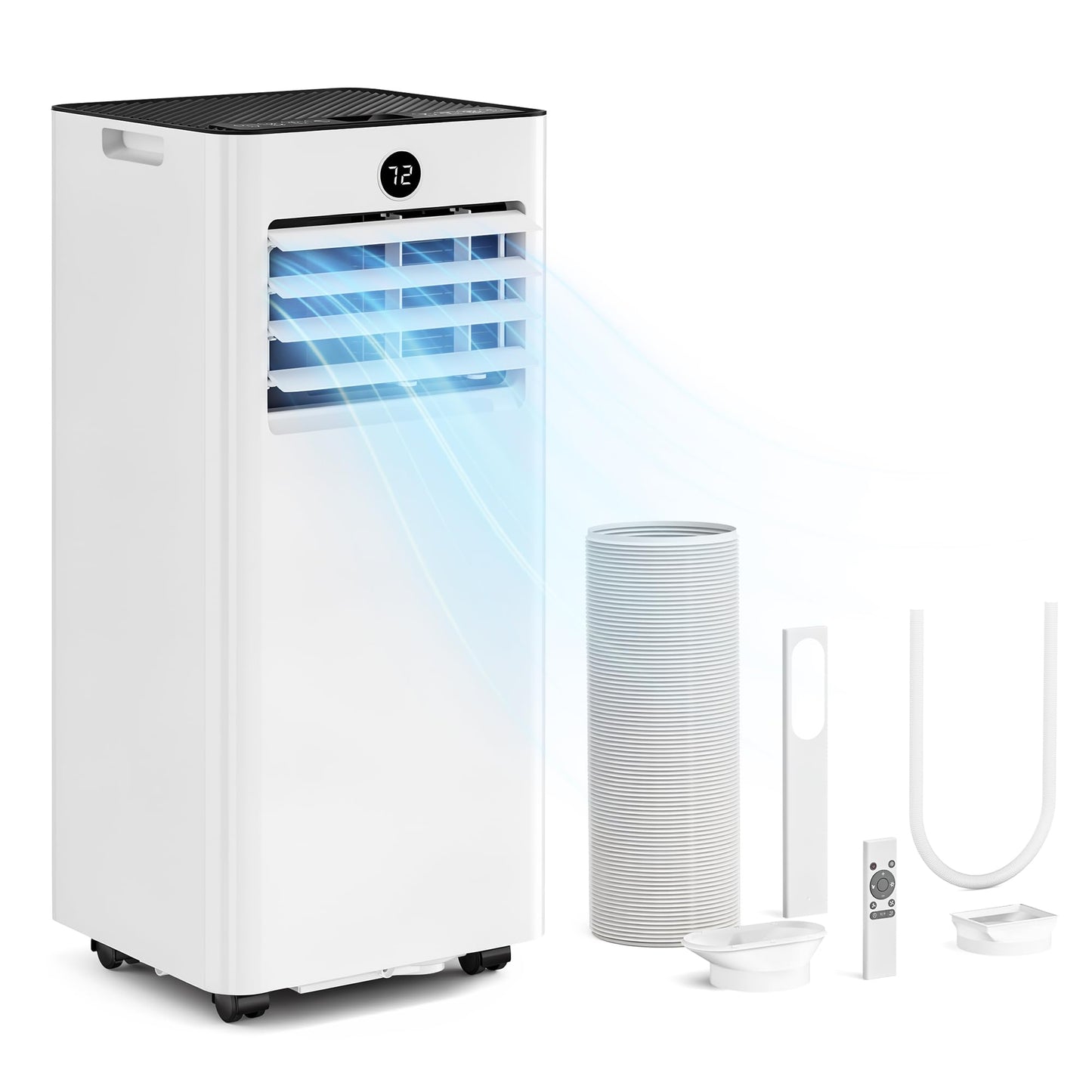 Manastin 8000 BTU Portable Air Conditioner, 4-in-1 AC Unit with Sleep, Cool, Dehumidifier & Fan, Cools up to 350 sq.ft, Remote Control, 24H Timer & Window Mount Kit, Bedroom