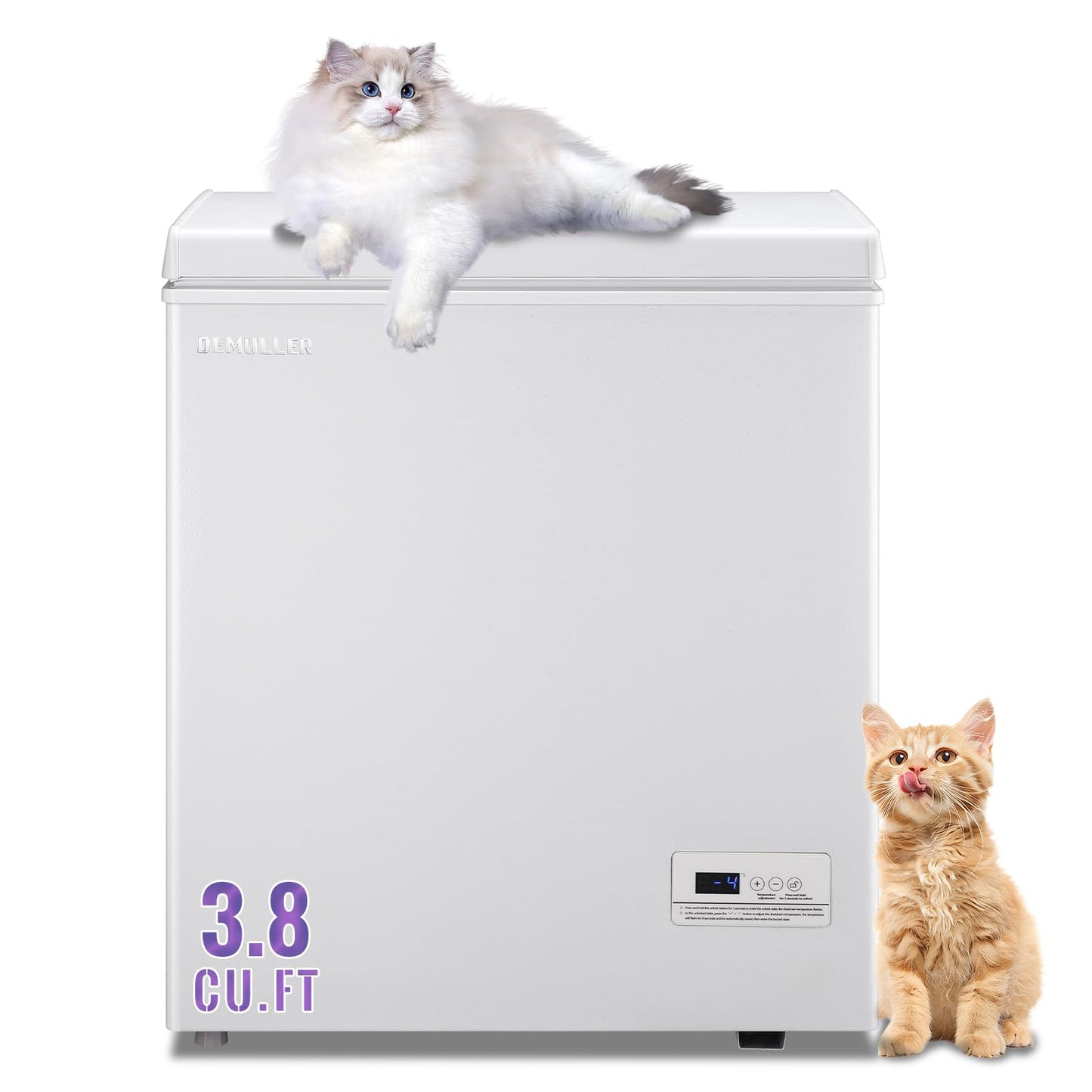 DEMULLER Chest Deep Freezer Top Open Door Freezer with eletronic panle(accruate to 1℉) Freestanding Freezer with TWO Storage Baskets Great for Kitchen Office Dorm