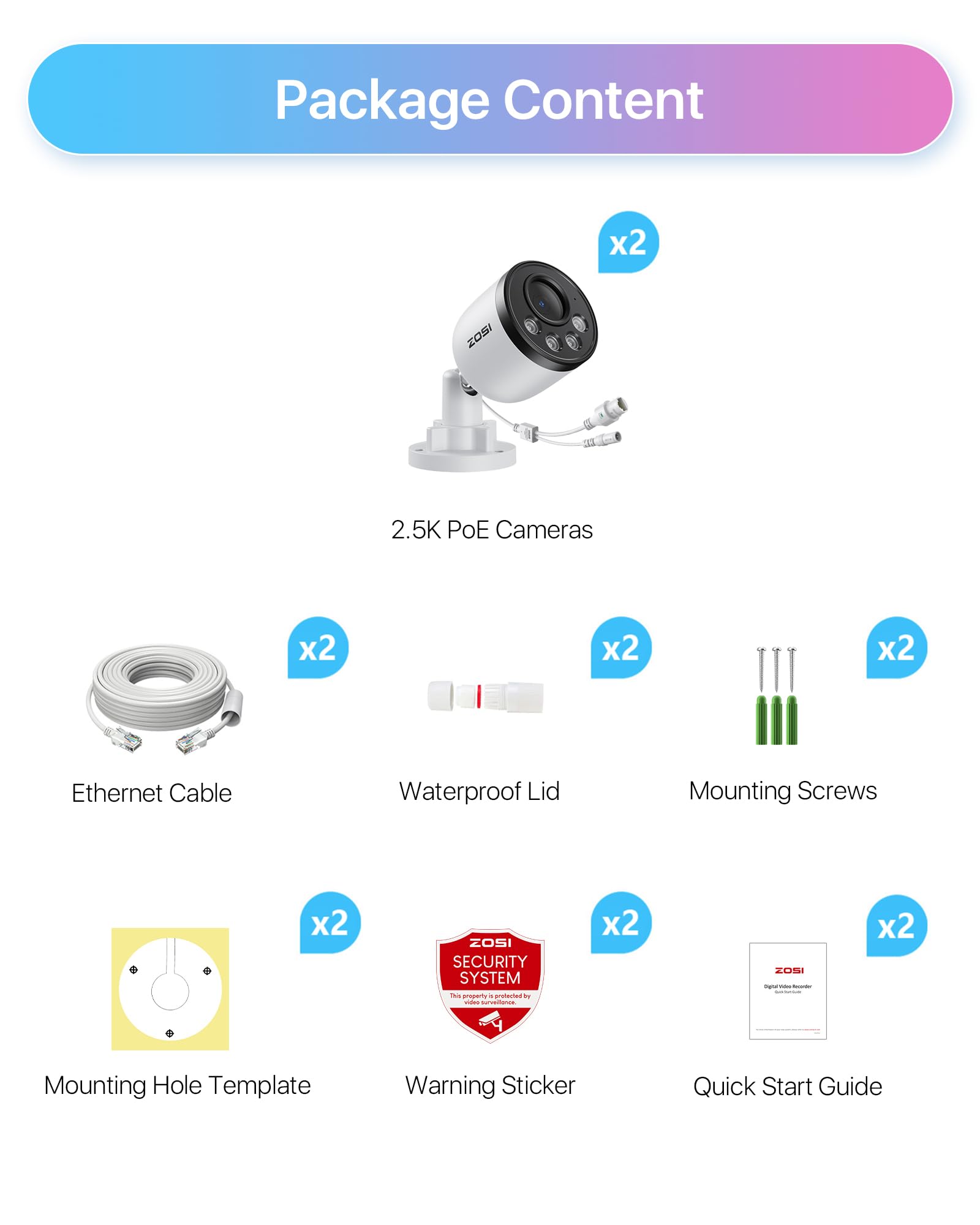 ZOSI 4K PoE Security Camera System, 8MP Indoor Outdoor Wired Cameras with Audio, Smart Person Vehicle Detection, Night Vision, for Home 24/7 Recording