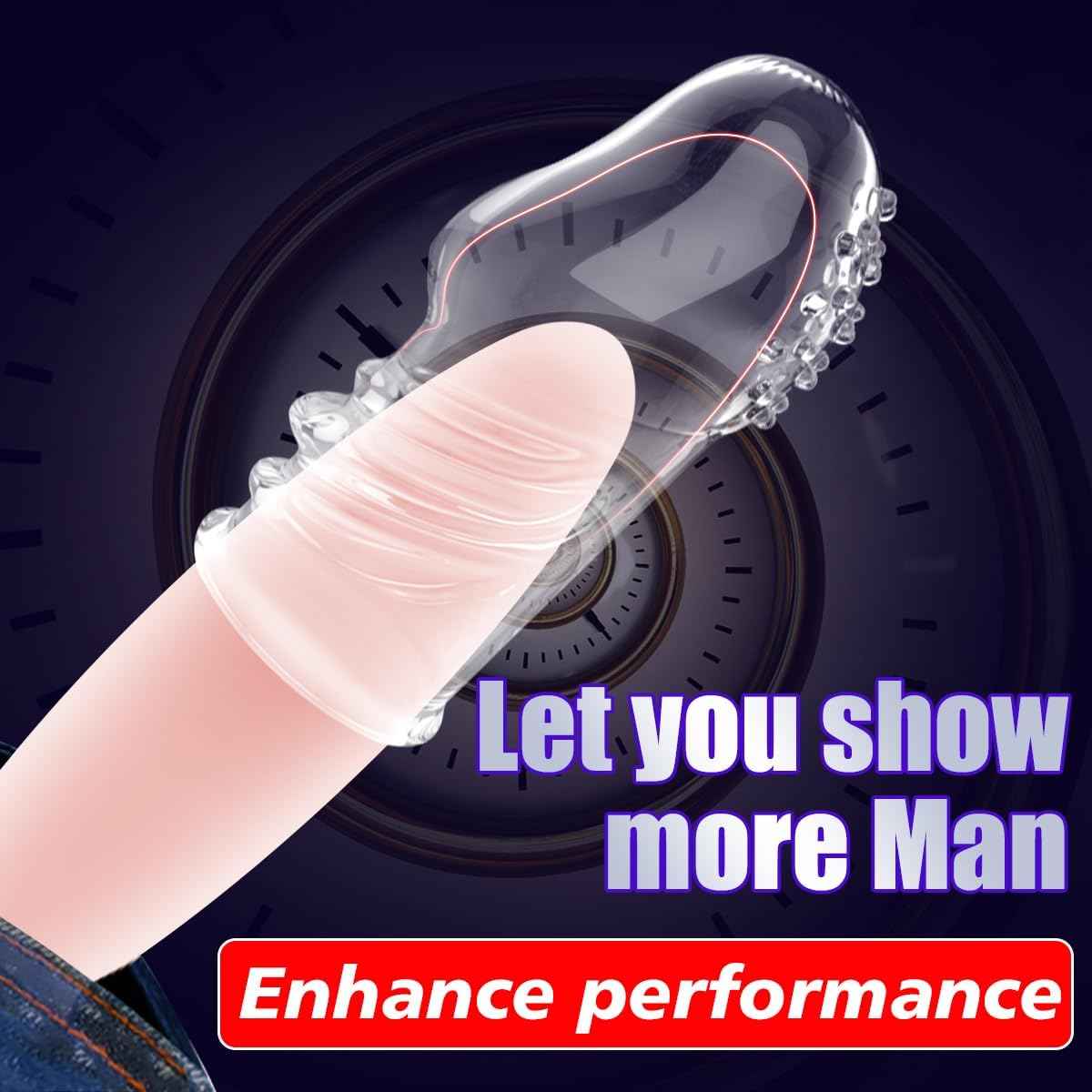 2 Pcs Reusable Clear Penis Sleeve, Soft Phimosis Stretcher Glans Condom with Large Particles,CockSleeve for Men Delay Ejaculation,Girth Enhancer Sleeve G Spot Stimulator,Adult Toys for Men and Couples