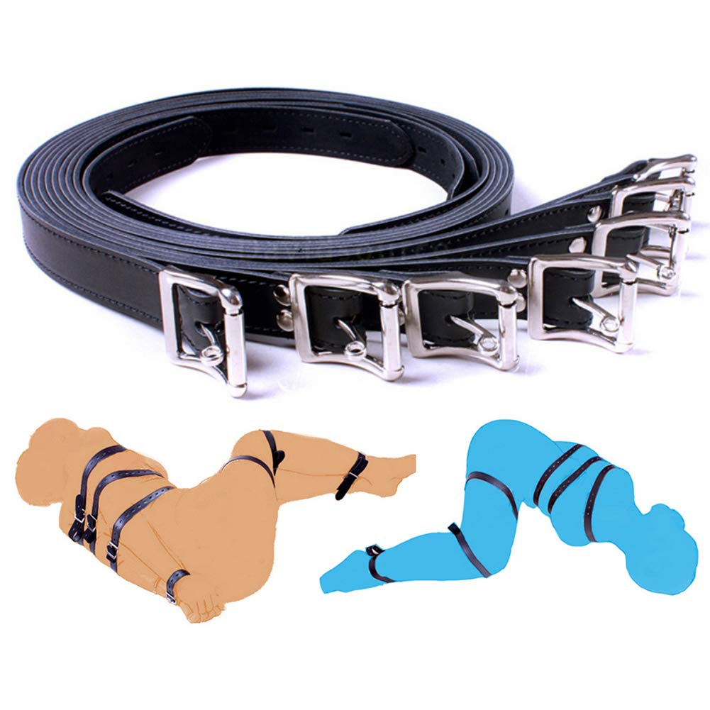 Body Combination Restraint Leather Belt - Davidsource 7 Pieces/Set Faux Leather Black Belt Body Combination Bondage Restraint Straps SM Binding Kit