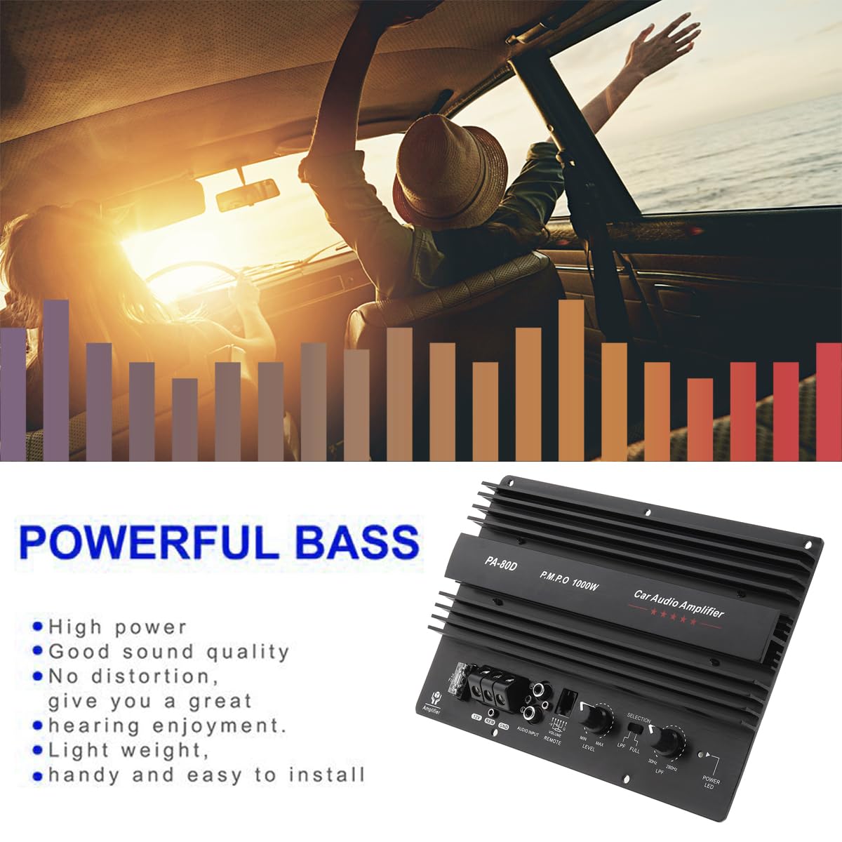 DriSentri Car Amp Board, Car Audio Amplifier Board, 1000W High Power Amplifier Amp Board Powerful Bass Sub woofer Board 12V