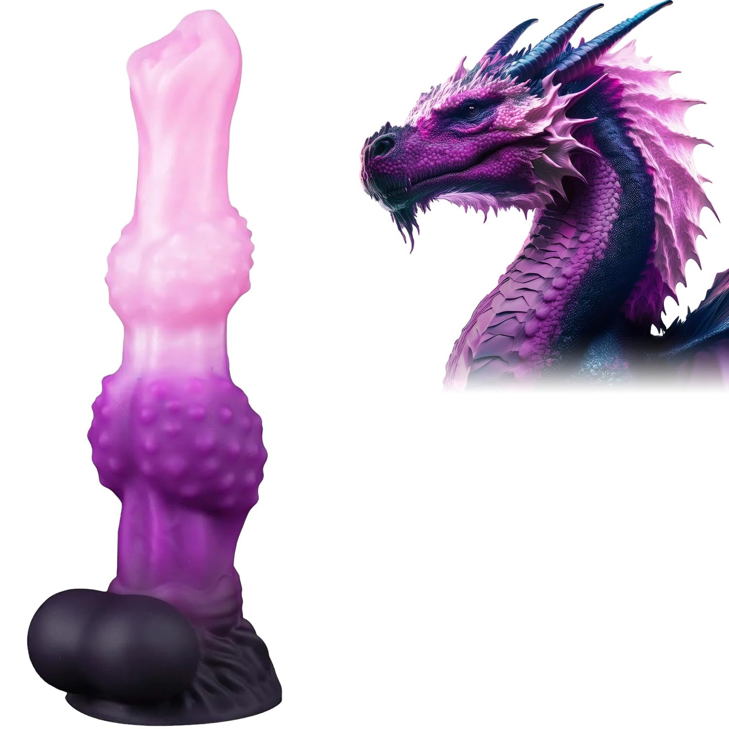 Fantasy Monster Dildo with Balls U & G-spot Dragon Dildo with Suction Cup, Long Anal Plug Adult Sex Toys & Games for Women Men Couples