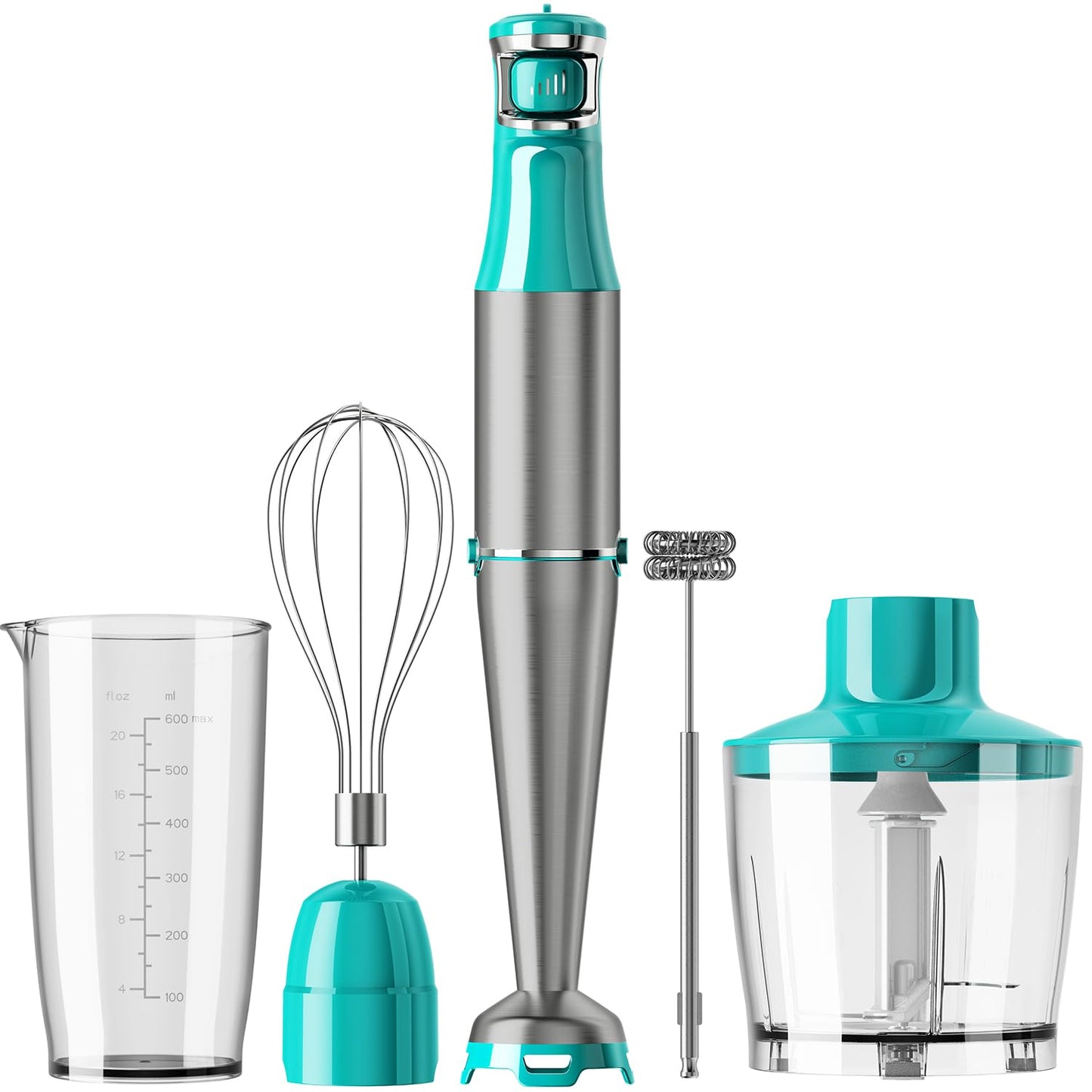 Turelar Immersion Blender Handheld Corded Hand Blenders Set 1100W, Trigger Variable Speed 5 in 1 Stick Emulsifier with Chopper, Whisk and Frother for Soup, Baby Food and Smoothies