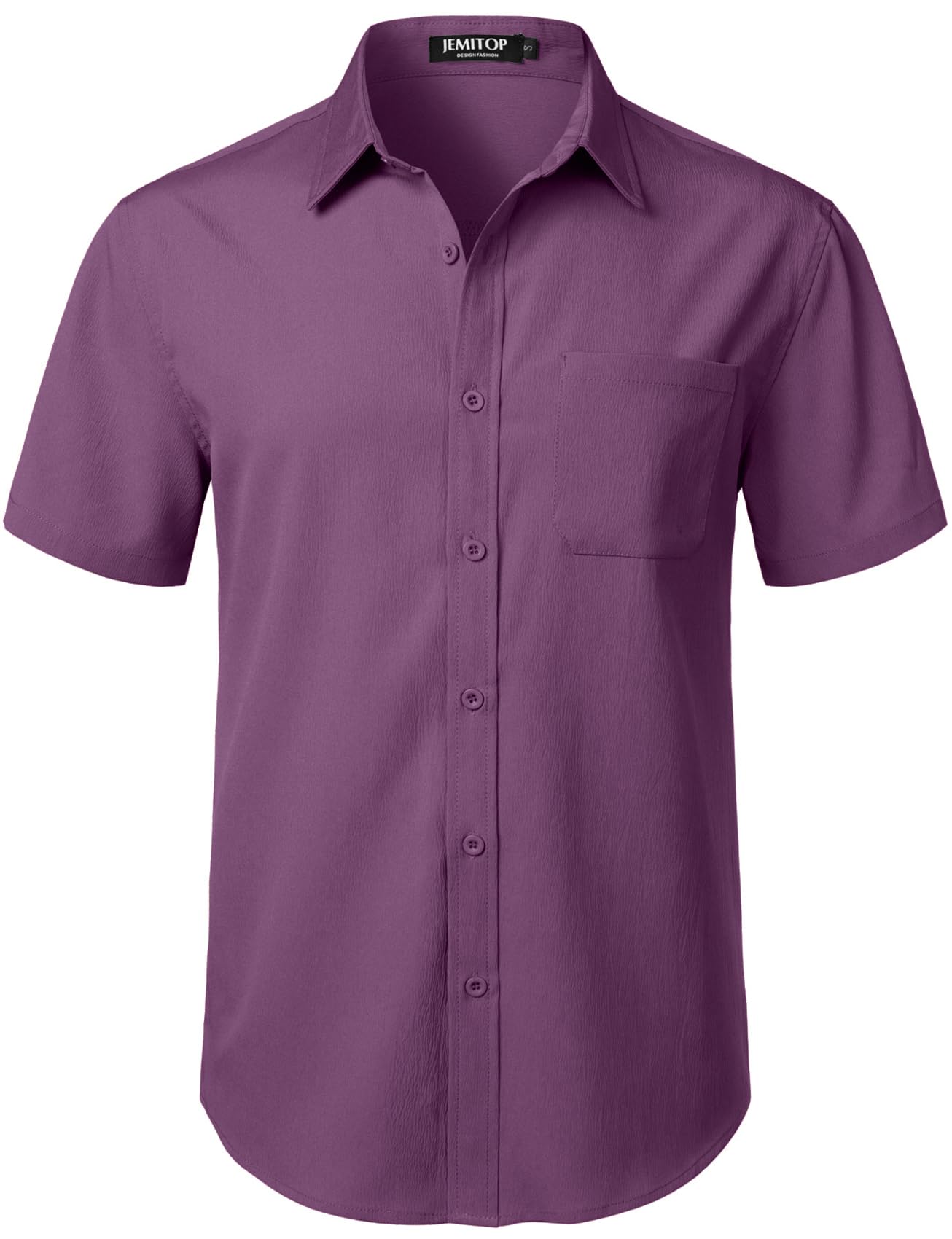 JEMITOP Men's Stretch Wrinkle Free Short Sleeve Texture Shirt Lightweight Summer Button Down Shirts for Beach Vacation