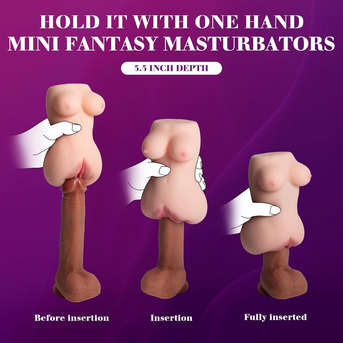 Portable Realistic Pocket Pussy, Mini Sex Doll Sex Toys for Men Male Masturbator TPE Female Torso with Boobs Vagina Textured Tight Anus Male Stroker for Adult (White) (White)