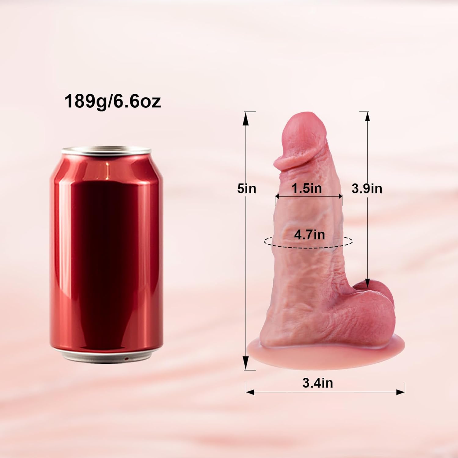 Umania Realistic Silicone Dildo 5in Small Beginner Suction Cup