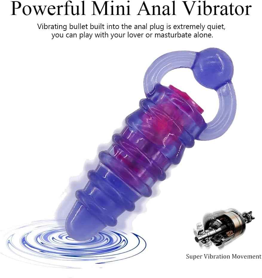 Vibrating Anal Plug with Pull Ring, Mini Butt Plug Anal Vibrator Erotic Sex Toy Butt Plug Prostate Massage Masturbation Adult Anal Sex Toys for BDSM Beginner for Men Woman Gay Perfect Couples Gift