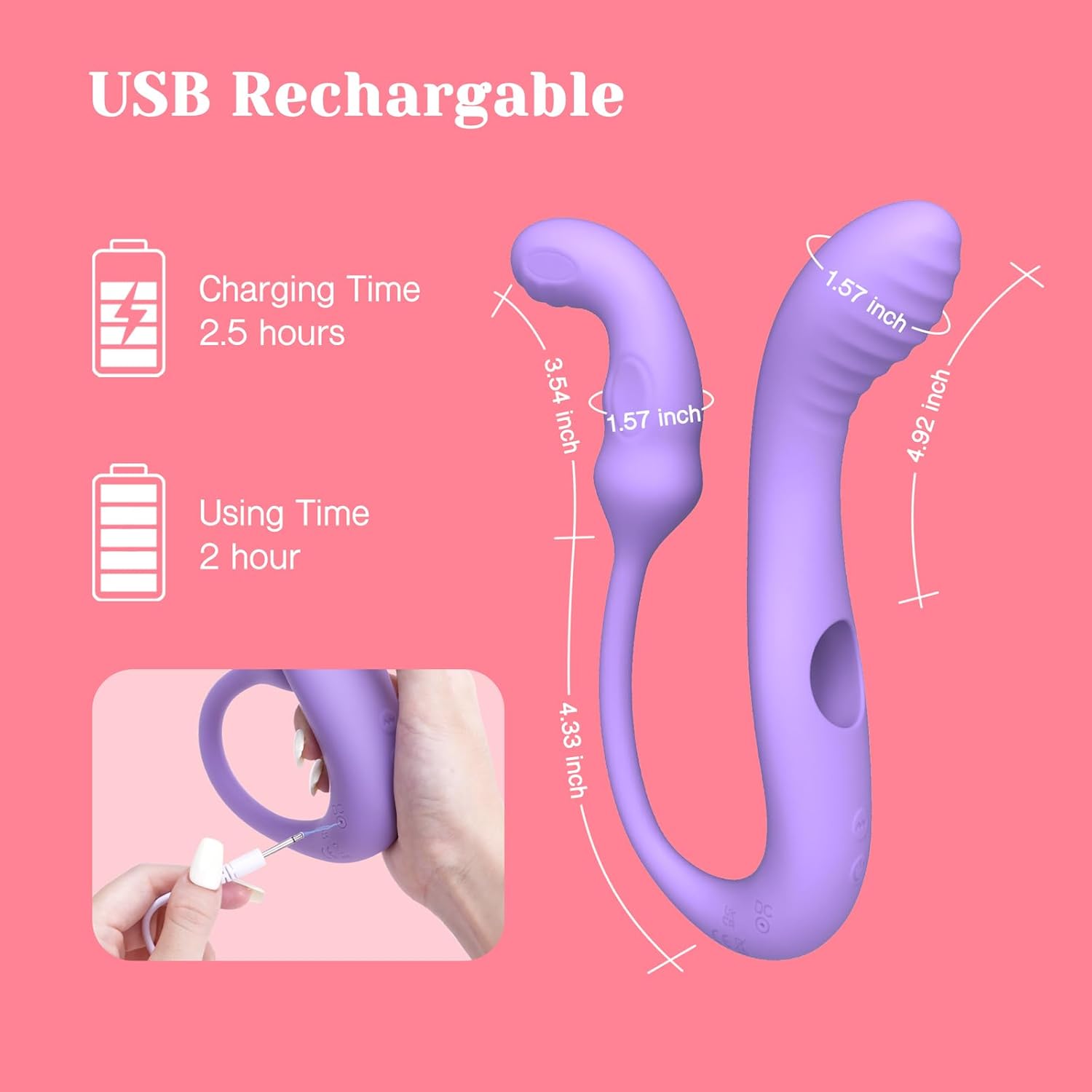Tracy's Dog Wizzy Transformable Rabbit Vibrator Silicone Purple