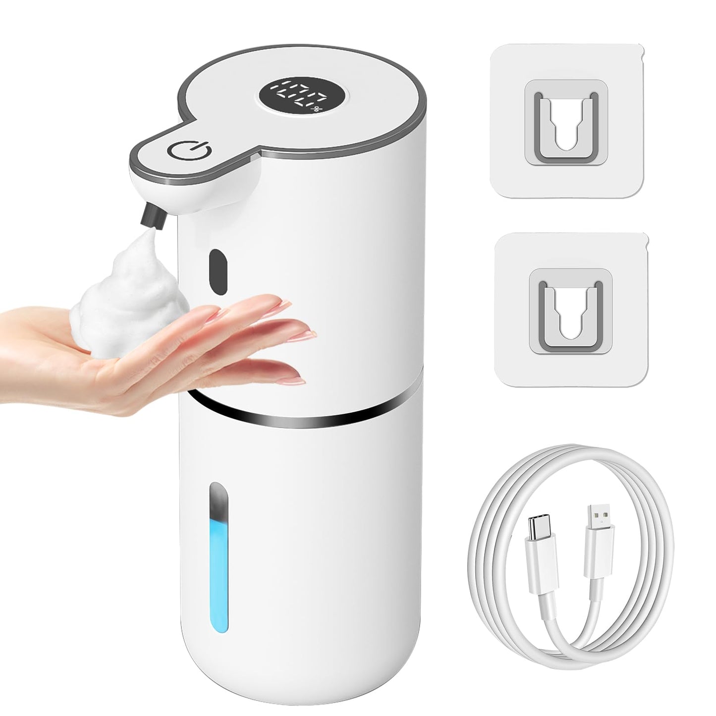 OHIFAST Automatic Soap Dispenser Touchless, USB Rechargeable Smart Hand Soap Dispenser, 6-Level Adjustable, 12.8oz/380mL Wall Mounted for Bathroom Kitchen Dish Soap