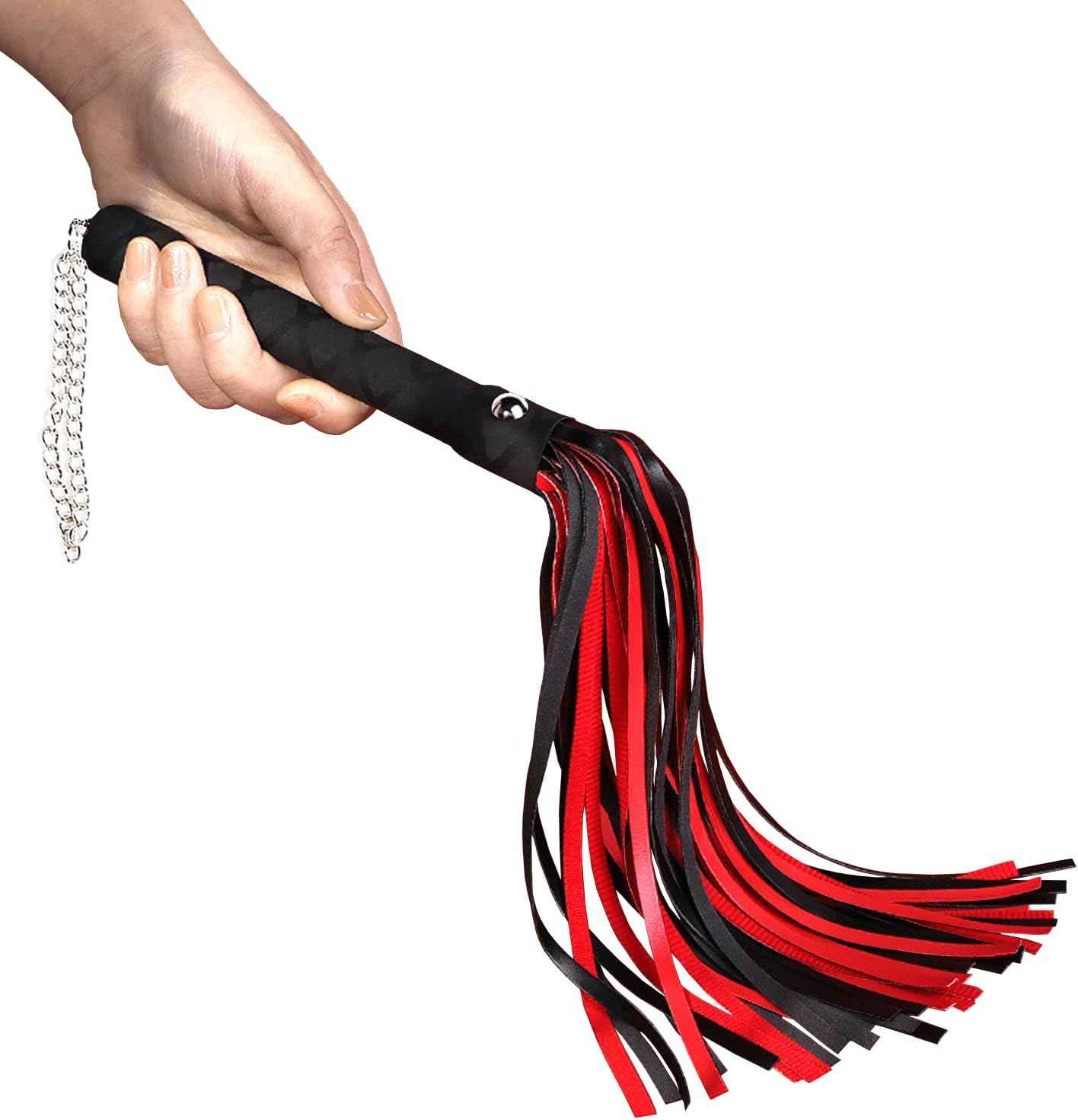 BDSM Flogger Sex Whip Red Horse Whip, Sex Toy for Adult Play SM Role Play Bedroom Spanking, Leather Flogger for Couples Fetish Men Women