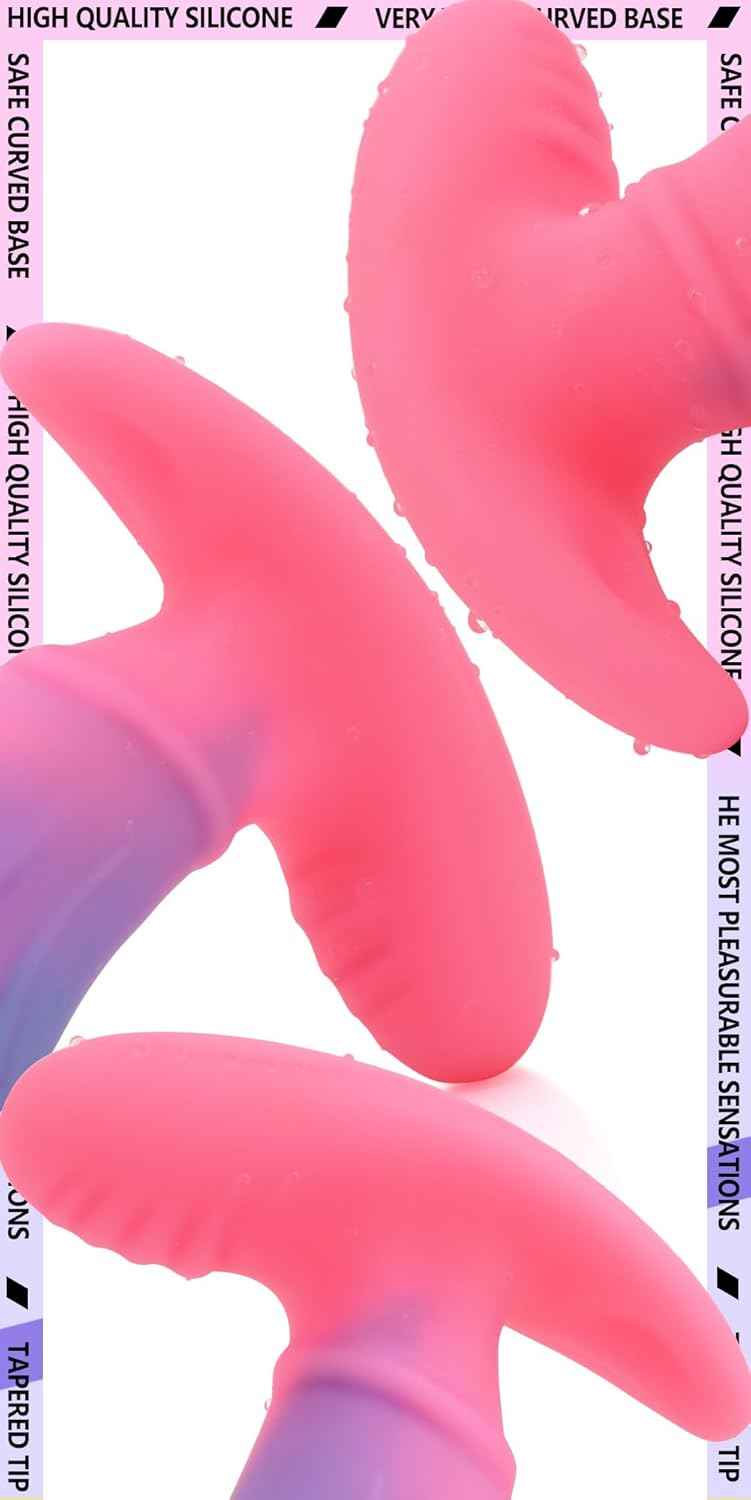 Anal Plug with Thick Curved Base - Pink + Blue Silicone Wearable Butt Plug Dilator - 4.41 x 1.3 Inch Anal Stretcher Fantasy Prostate Sex Toys for Men Women Masturbation