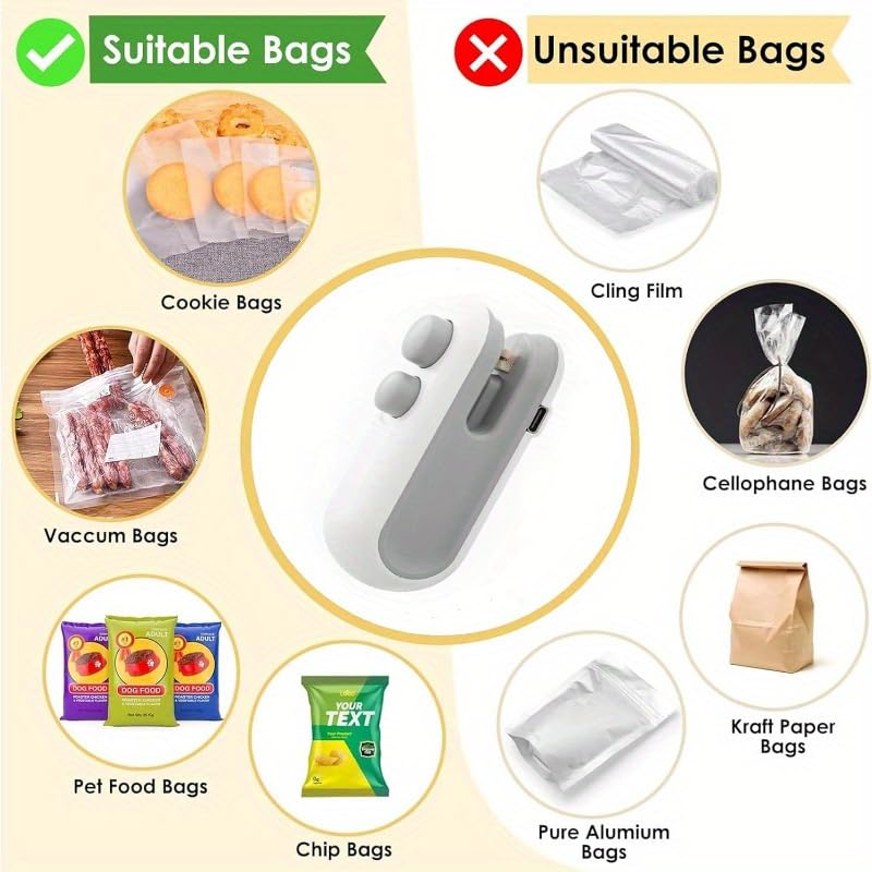 Hnjugfe Sealing Machine Small Hand Pressure Type Household USB Rechargeable Sealer Mini Portable Snacks Plastic Bag Heat Sealing Machine Magic Machine