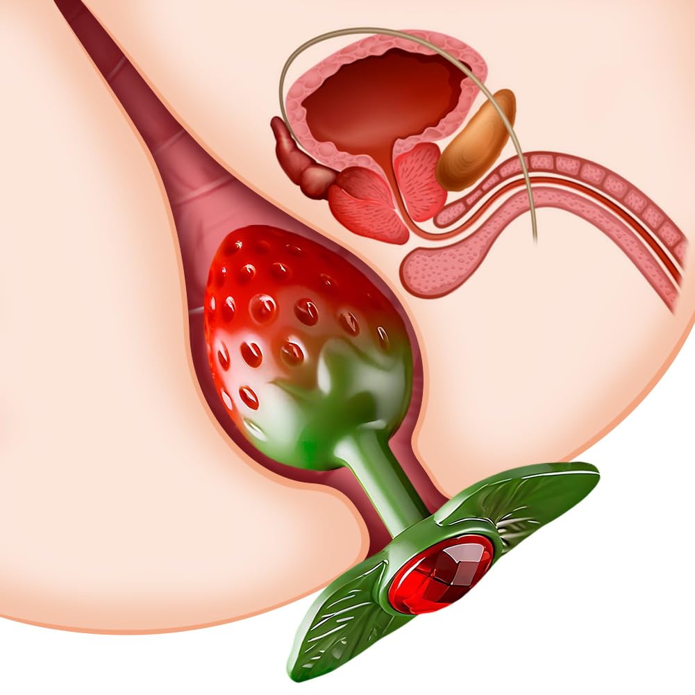 FST Small Butt Plug Cute Metal Strawberry Anal Plug Mini Jewel Personal Massager Adult Anal Sex Toys for Beginners