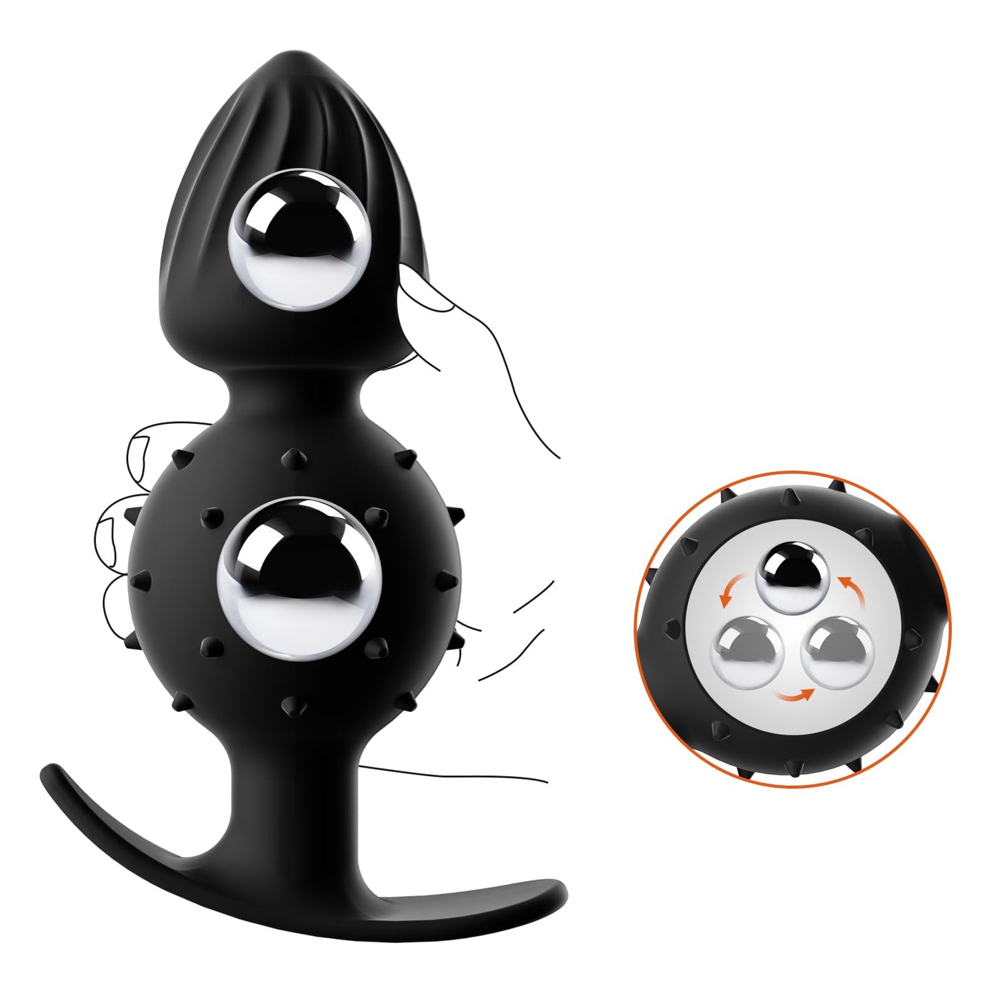 Sex Toys Dual-Ball Butt Plug Anal Plug with Internal Rolling Beads，Enhanced Sensory Stimulation Through Vibrations on Impact，Wearable Anal Dildo, Comfort-Fit for Anal Sex Toys for Advanced Women Men