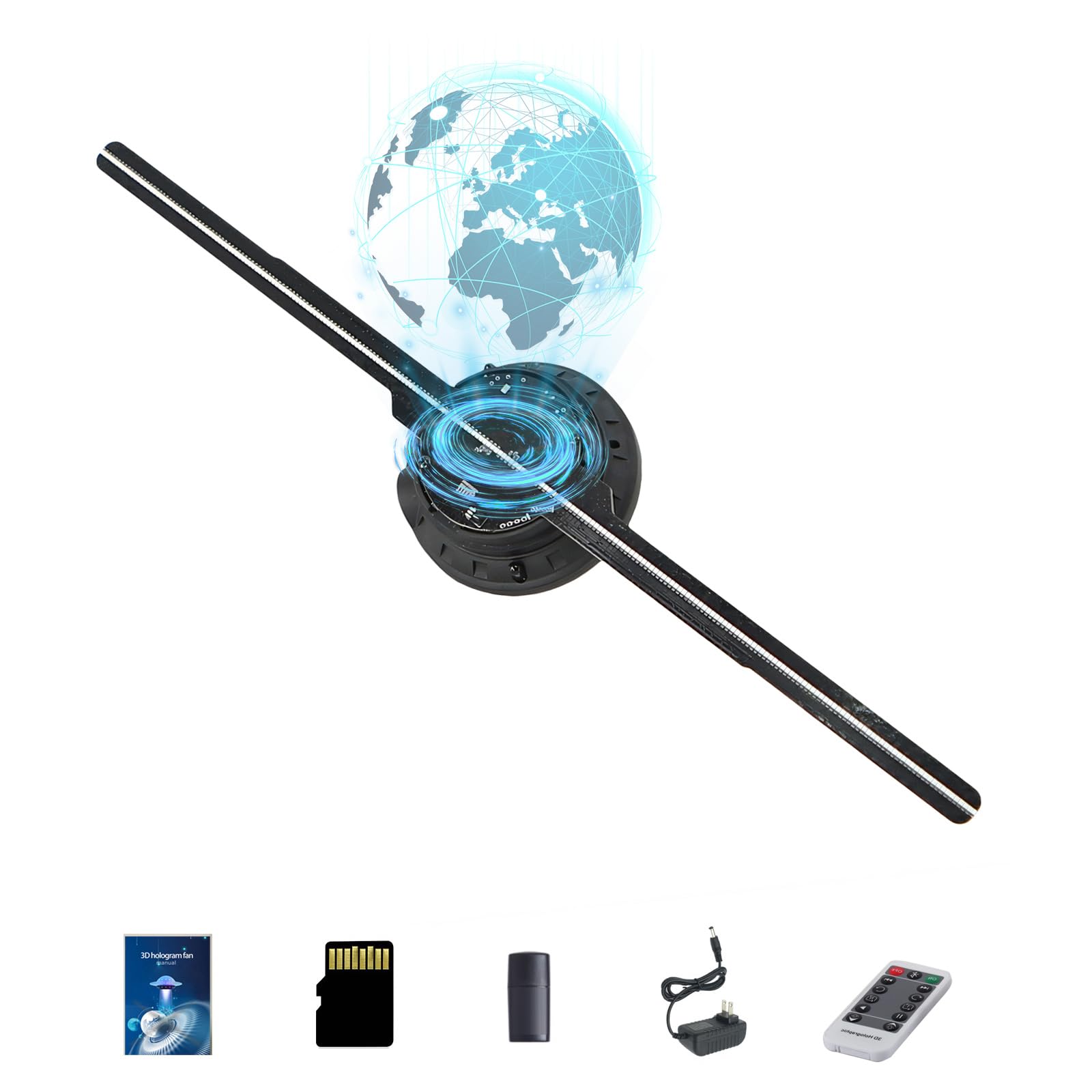 HFZ 16.5-Inch 3DhologramFan with WiFi and App Control, 232 Brightness LED Beads, Bluetooth Sound Sync, Custom Video Library, Remote Control, Portable Design for Trade Shows, Parties, and Events