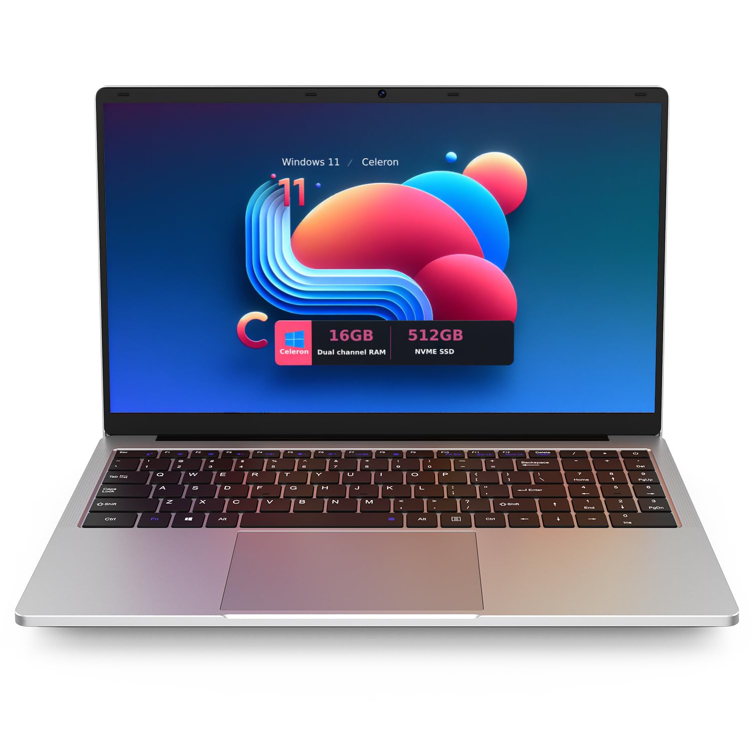 OTVOC Laptop Windows 11, 16GB RAM, NvMe SSD, 4TB Expansion, FHD IPS, 2.0MP, 2.4G+5G WiFi, Bluetooth 5.0, Type-C, HDMI