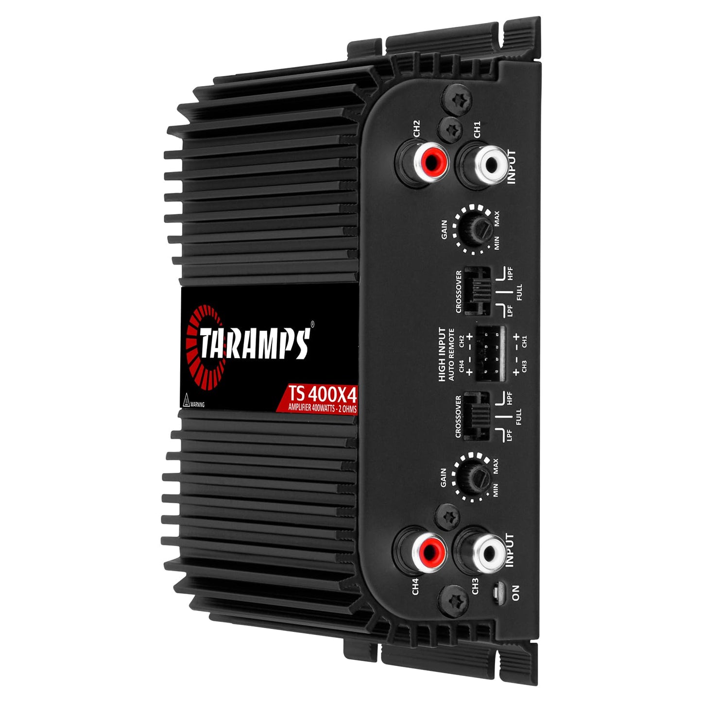 Taramps TS 400x4 2 Ohms Black Multichannel Stereo Amplifier 400 Watts Rms, 4 Channels, Full Range, Car Audio Digital 2 Bridged Channel, Crossover High/Low Pass, with RCA and Automatic High Level Input