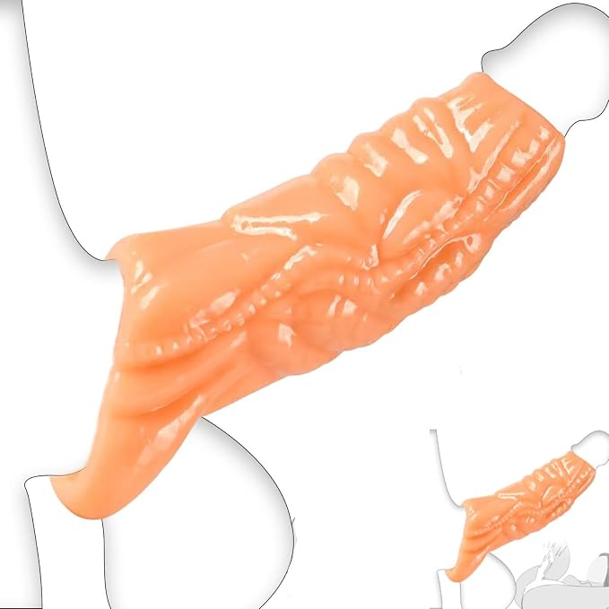 Monster Penis Sleeve with 3 Textures, Girth Enhancer for Men, Soft Silicone Cock Extender, Reusable Penis Sheath for Enlarge & Delay, Realistic Veins Sex Toys for Couples