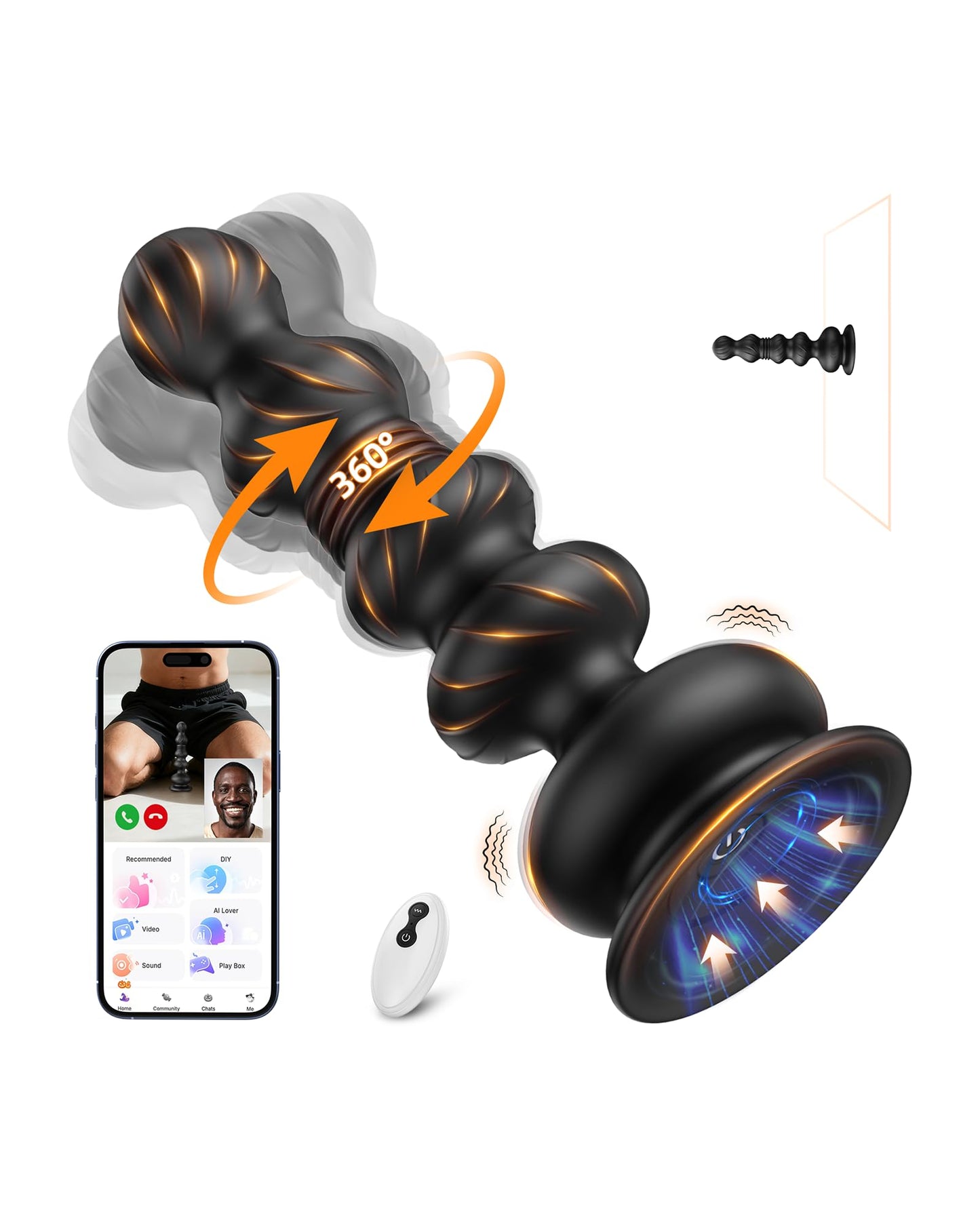 Thrusting Anal Beads Prostate Massager, BEISAR Anal Vibrator Anal Toys Butt Plug 10 Vibrating Thrusting Anal Plug Male Sex Toys for Men Women Adult Toys Gradual Bead Anal Trainer App
