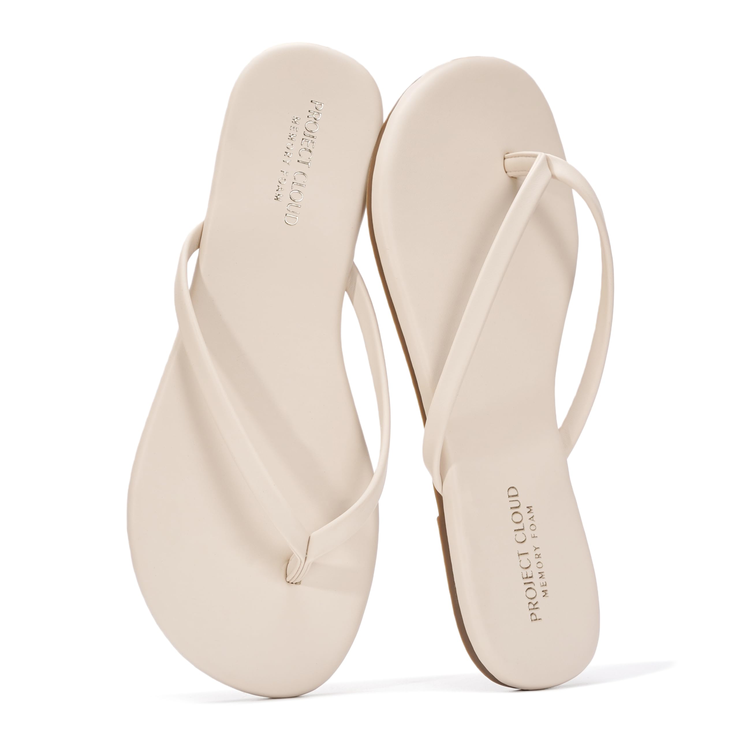 Project Cloud Flip Flops for Women Footwear- Lightweight and Memory Foam Insole Sandals for Women 2026 - Durable Non-Slip Beach Essentials Flats for Women Sandals (Foundations)