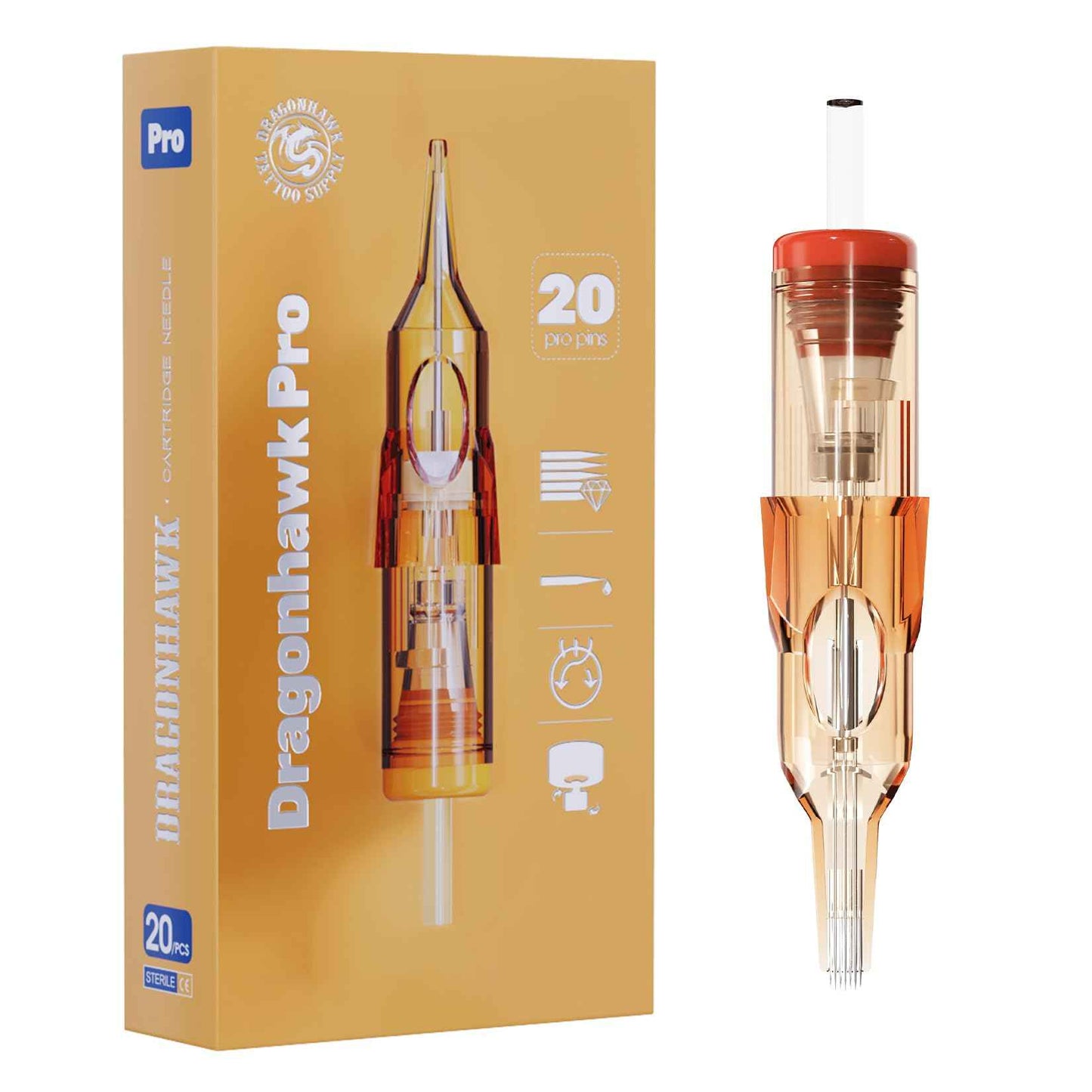 Dragonhawk Pro Tattoo Needles Cartridges,Pro Needles Pins for Super Artists,20 Pcs Disposable