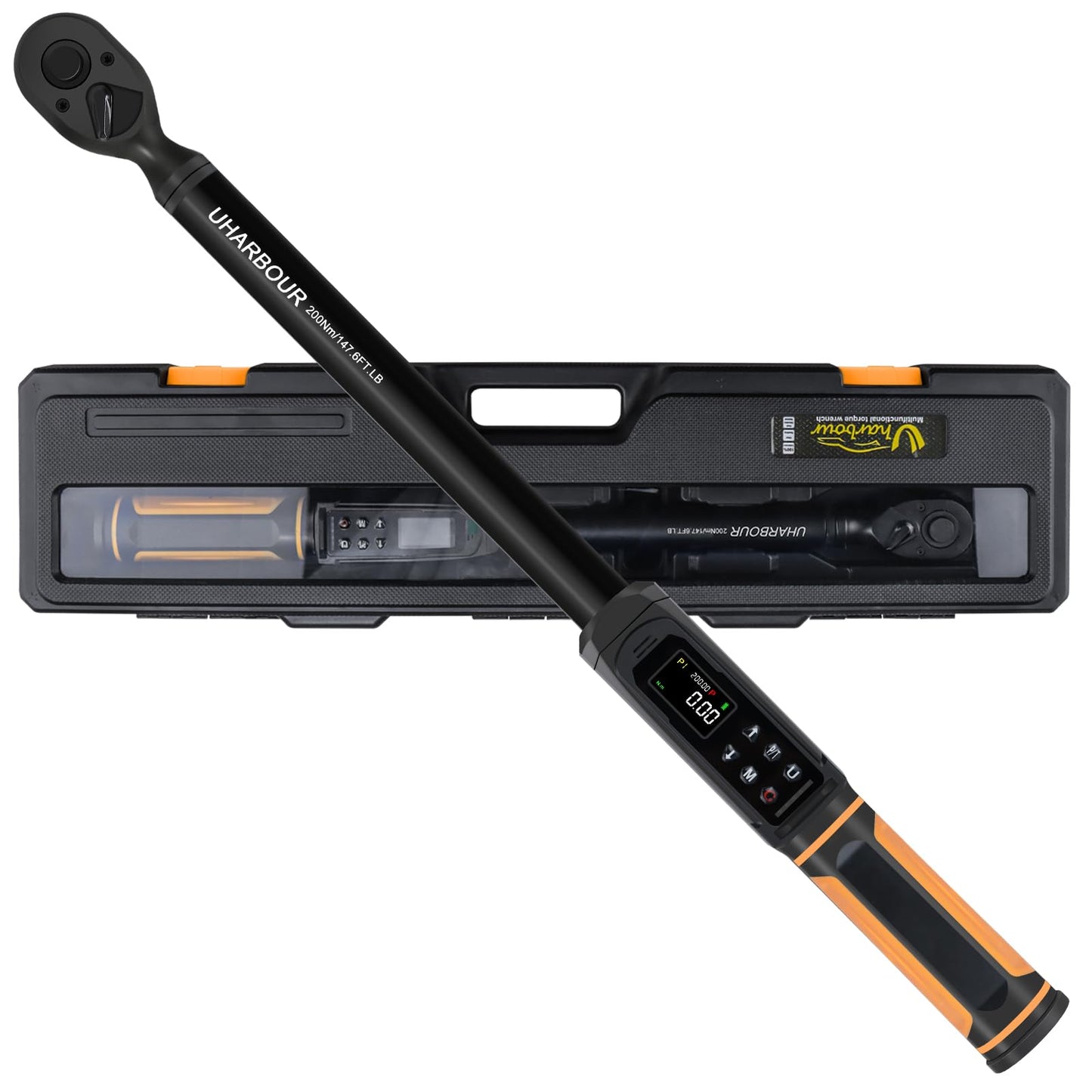 Uharbour Digital Torque Wrench 3/8 Drive, 1.5-99.5 ft-lbs./6.8-135Nm Range, Electric Torque Wrench with Dual Direction Ratchet, ±1% Accuracy with Vibration, Buzzer and LED Alert
