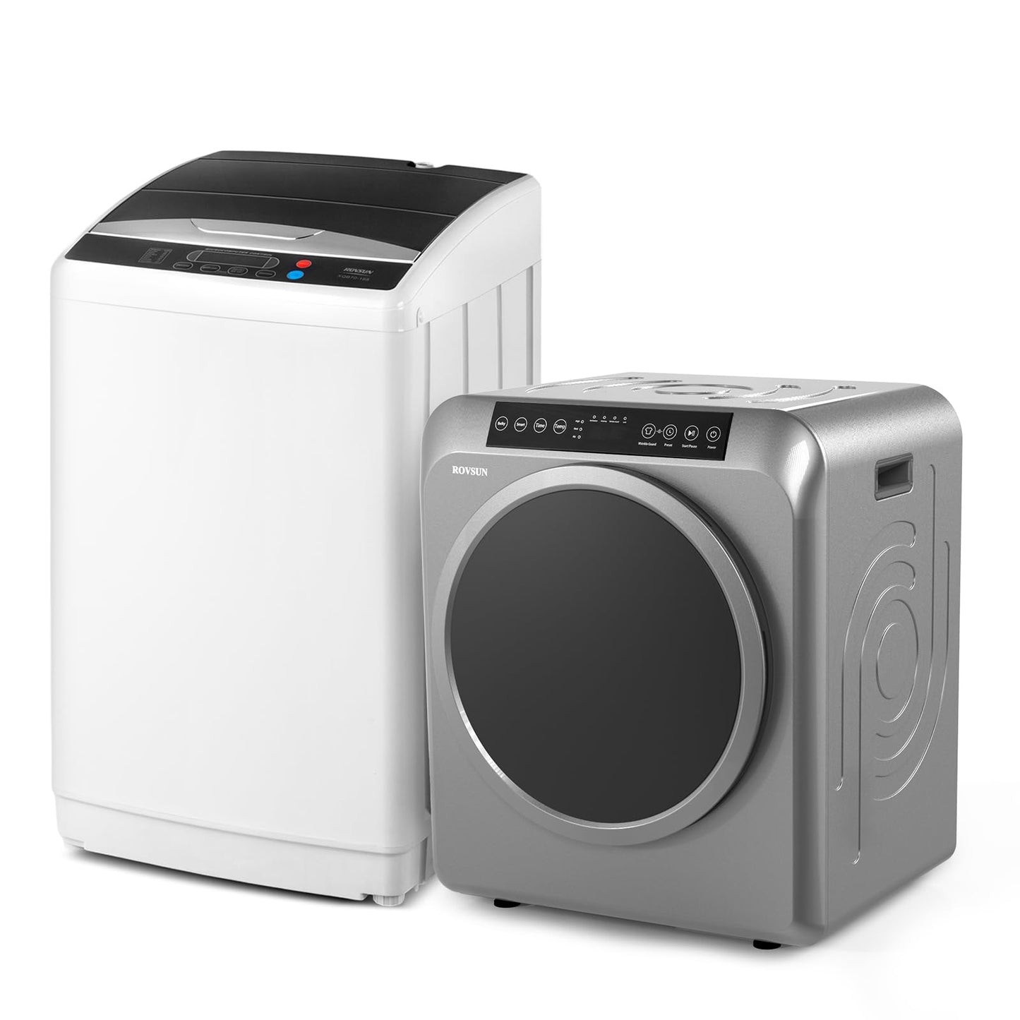 ROVSUN Full-Automatic Washing Machine and Portable Clothes Dryer Set, Compact Laundry Washer and Dryer Combo Set