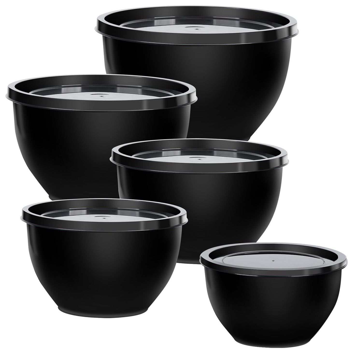 Greentainer Plastic Mixing Bowls with Lids Set for Kitchen, 5 Set Nesting Bowls for Mixing, Baking, Prepping, Cooking and Serving Food, Mixing Bowls Dishwasher, Microwave Safe