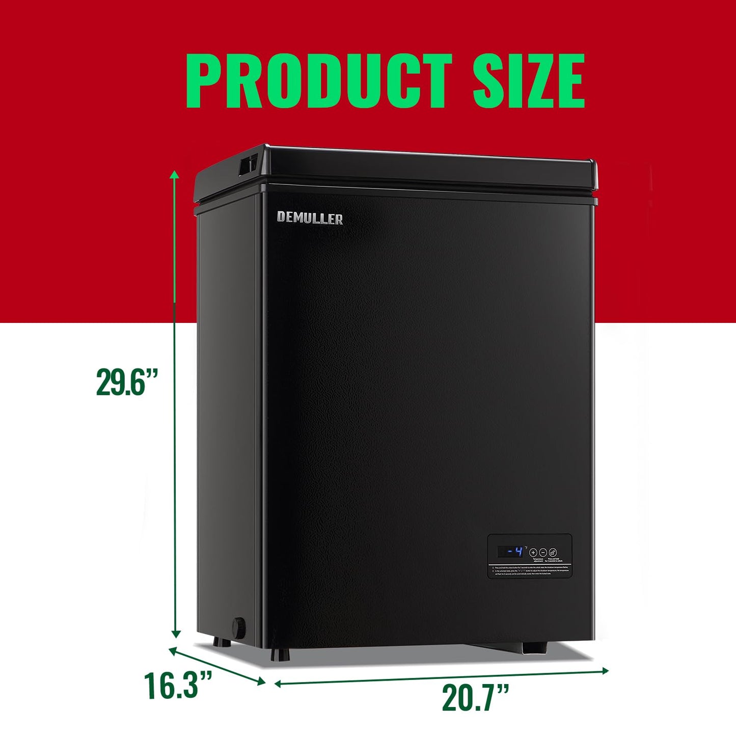 DEMULLER Chest Deep Freezer Top Open Door Freezer with eletronic panle(accruate to 1℉) Freestanding Freezer with TWO Storage Baskets Great for Kitchen Office Dorm